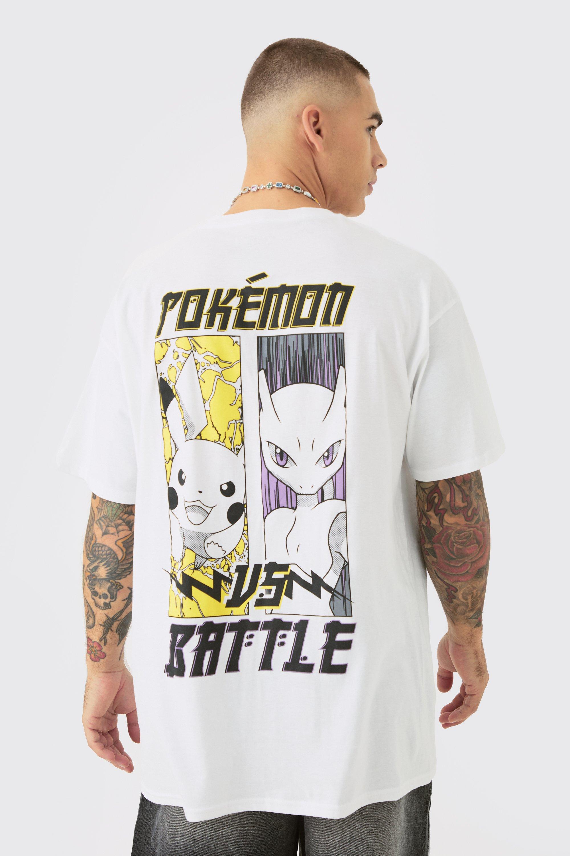 Image of Oversized Pokemon Battle License T-shirt, Bianco