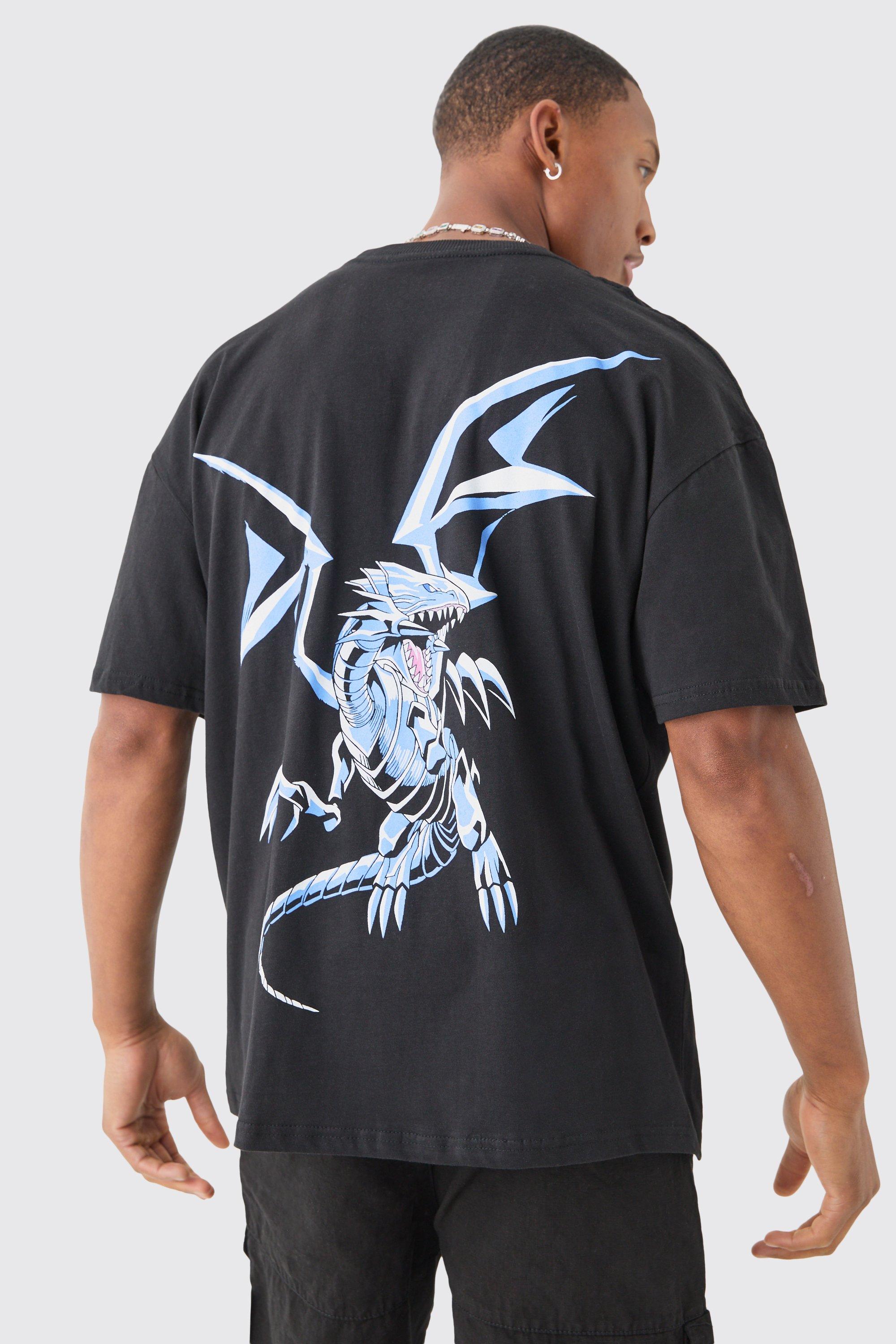 Mens Black Oversized Blue Eyes Yugioh License T-shirt, Black