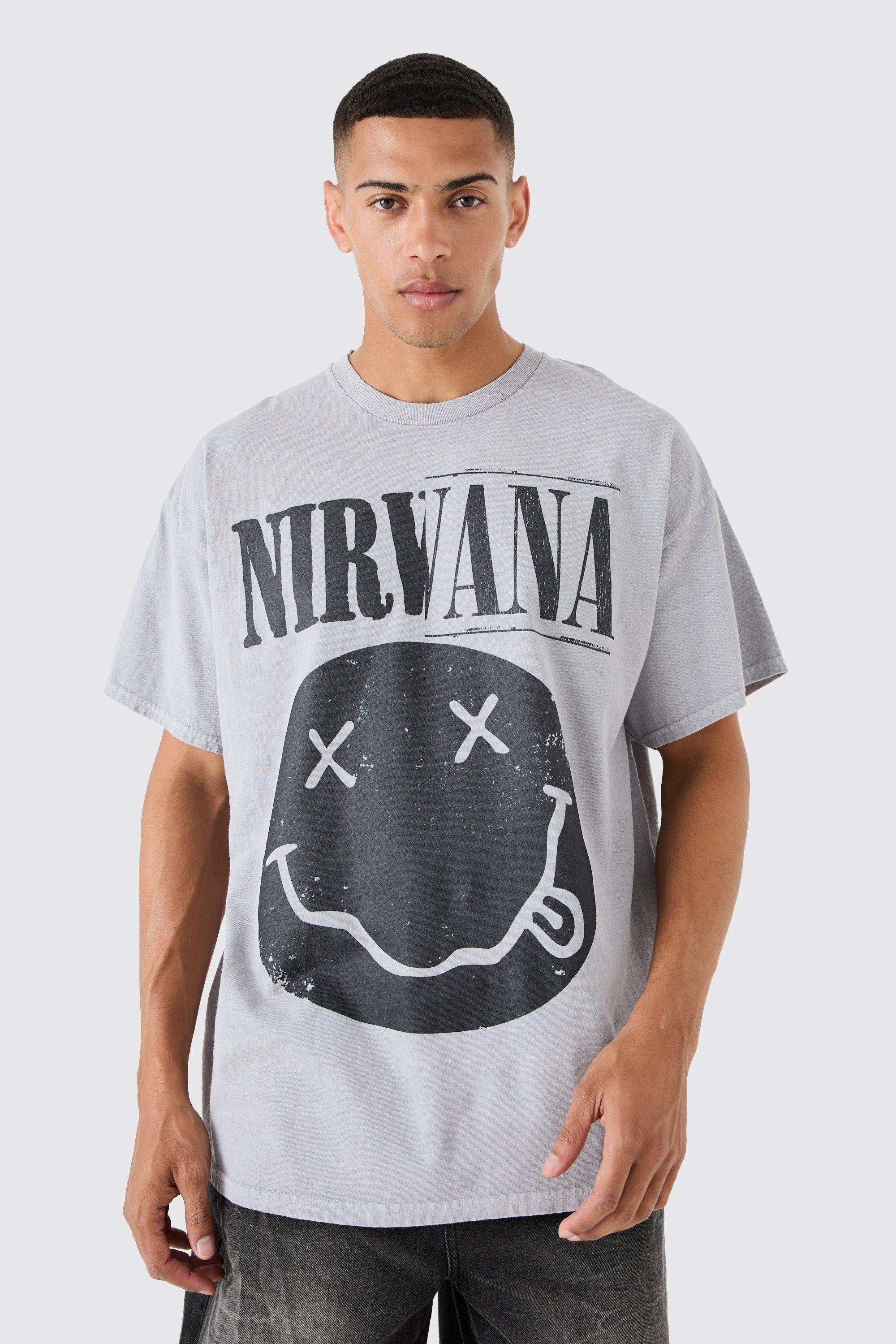 Image of Oversized Nirvana Wash License T-shirt, Grigio