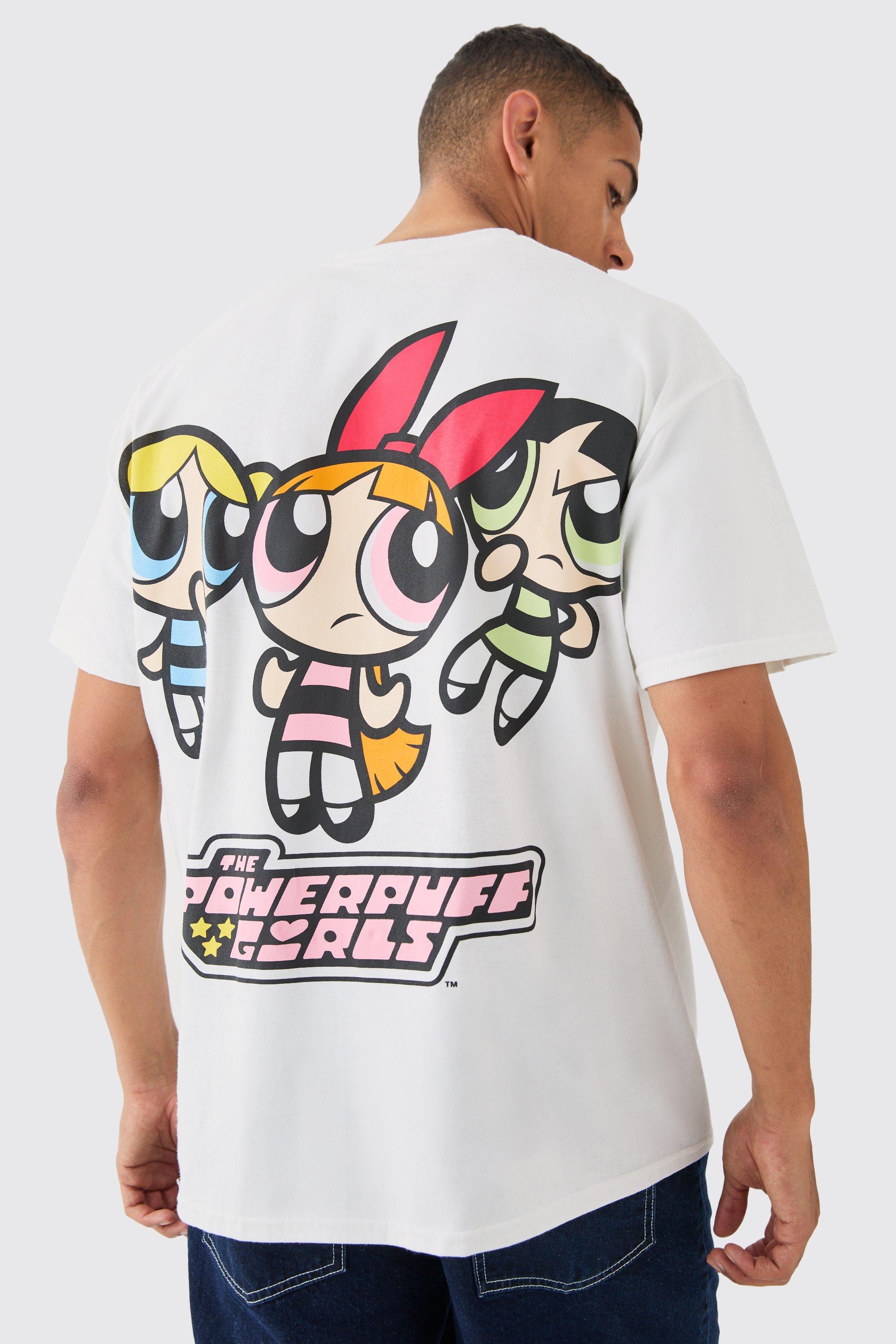 Image of Oversized Large Scale Powerpuff Girls License T-shirt, Bianco