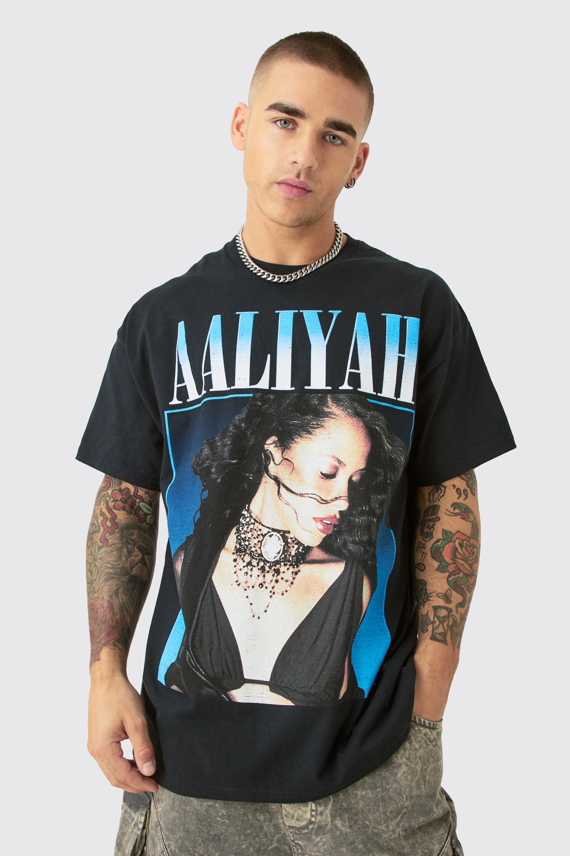 Mens Black Oversized Alliyah License T-shirt, Black