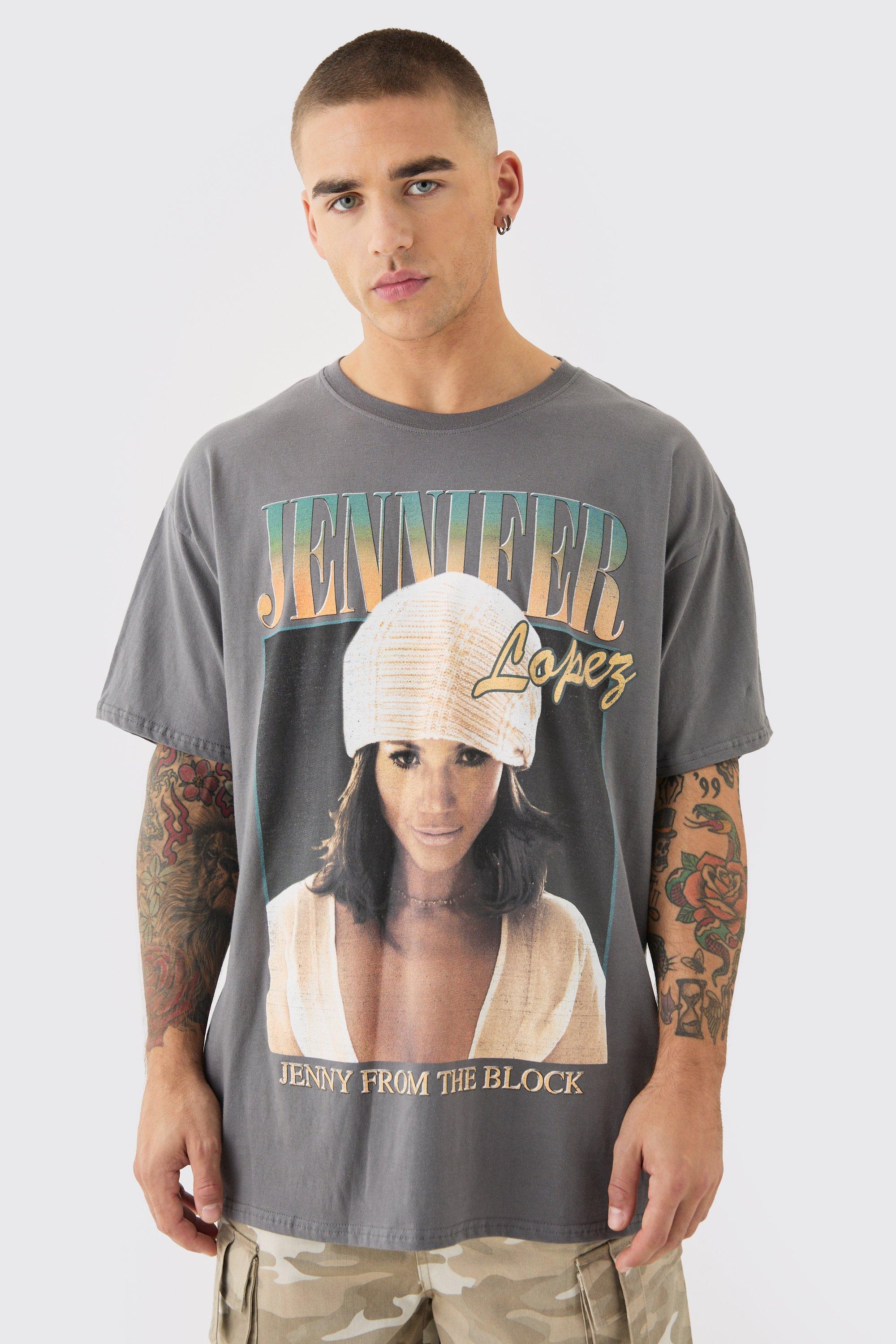 Image of Oversized Jennifer Lopez License T-shirt, Grigio