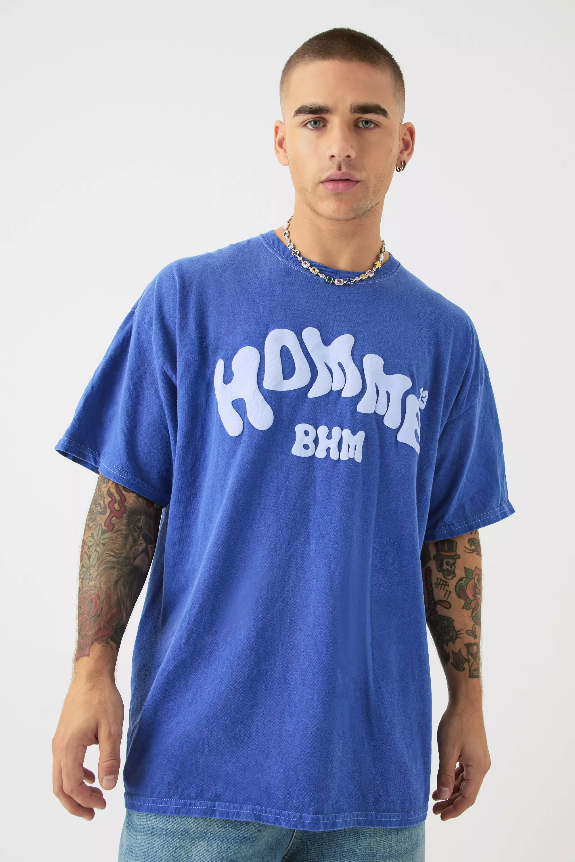 Oversized Washed Homme Printed T-shirt