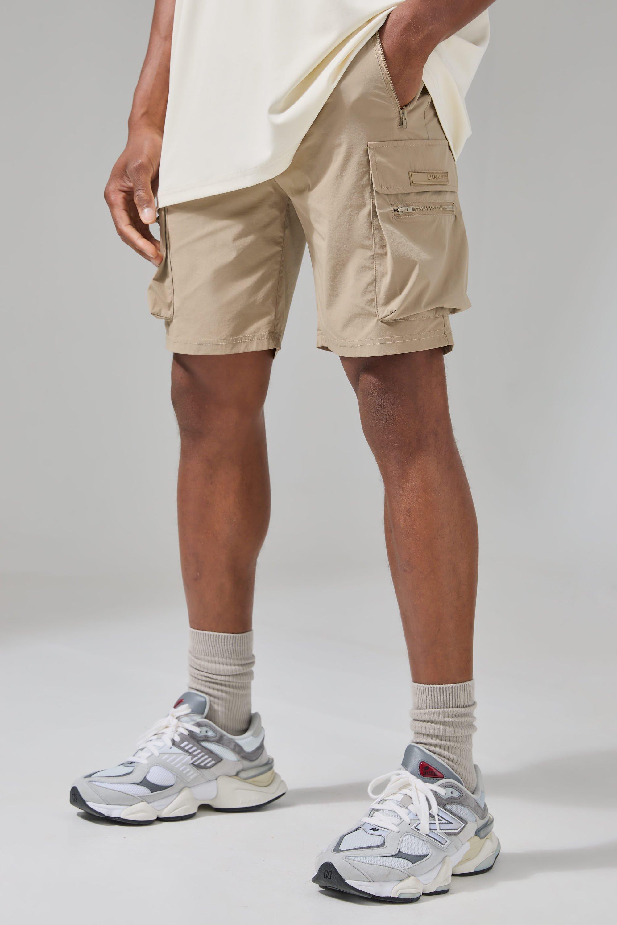 Mens Beige Man Active Lightweight 5inch Slim Cargo Shorts, Beige