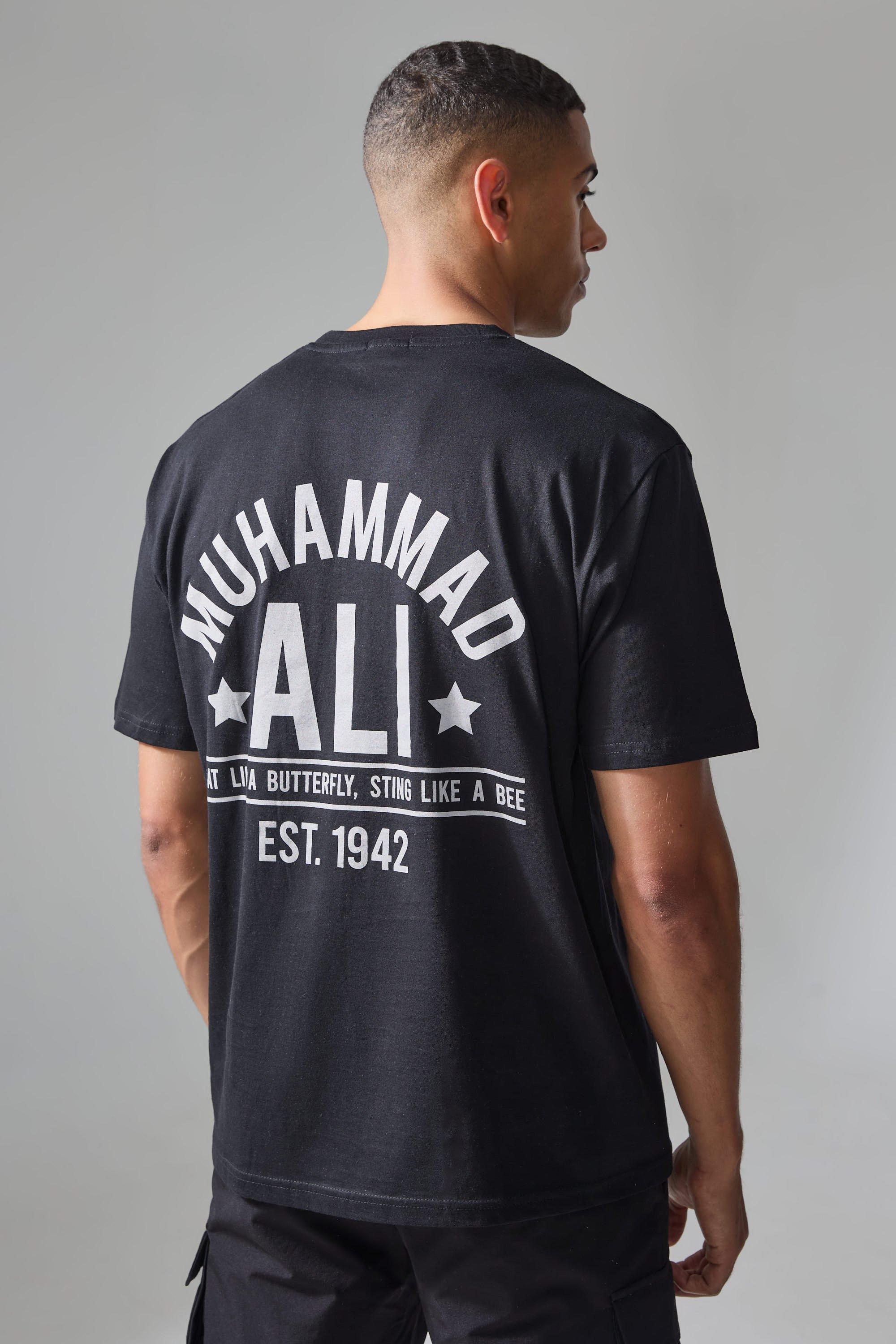 Mens Black Active Oversized Muhammad Ali Est. 1942 License T-shirt, Black