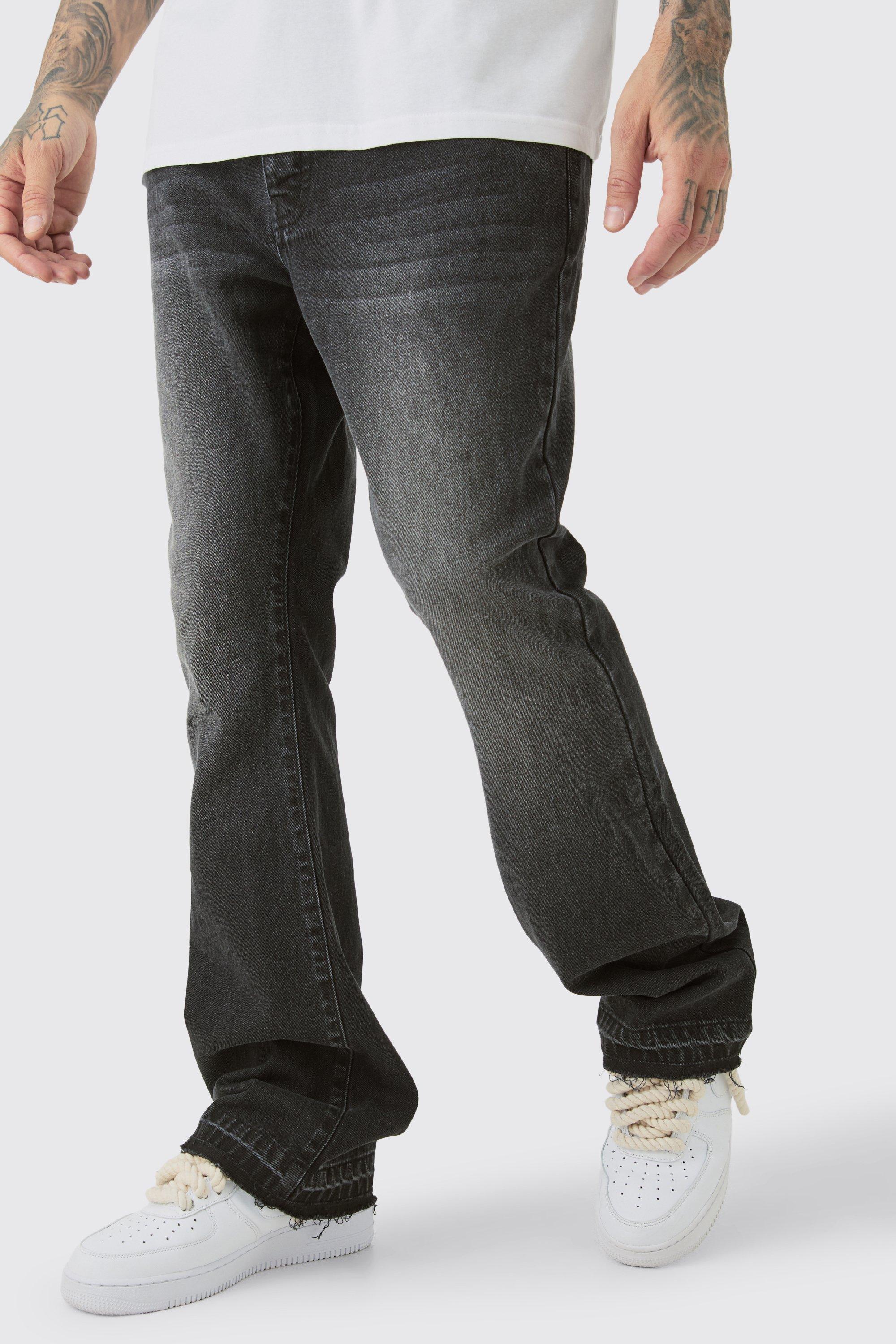 Mens Black Tall Rigid Flare Jean, Black