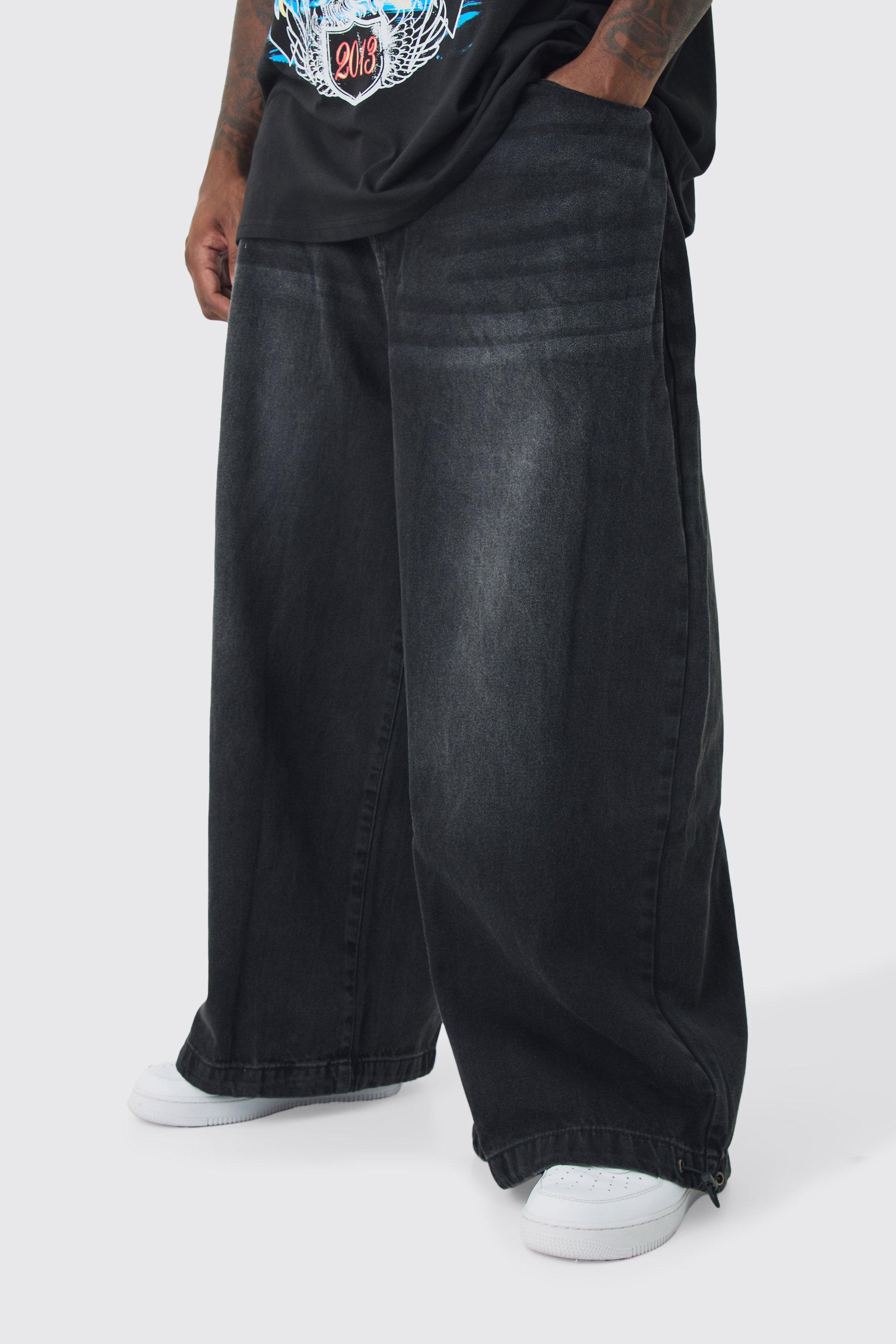 Jeans Parachute Plus Size in denim, Nero