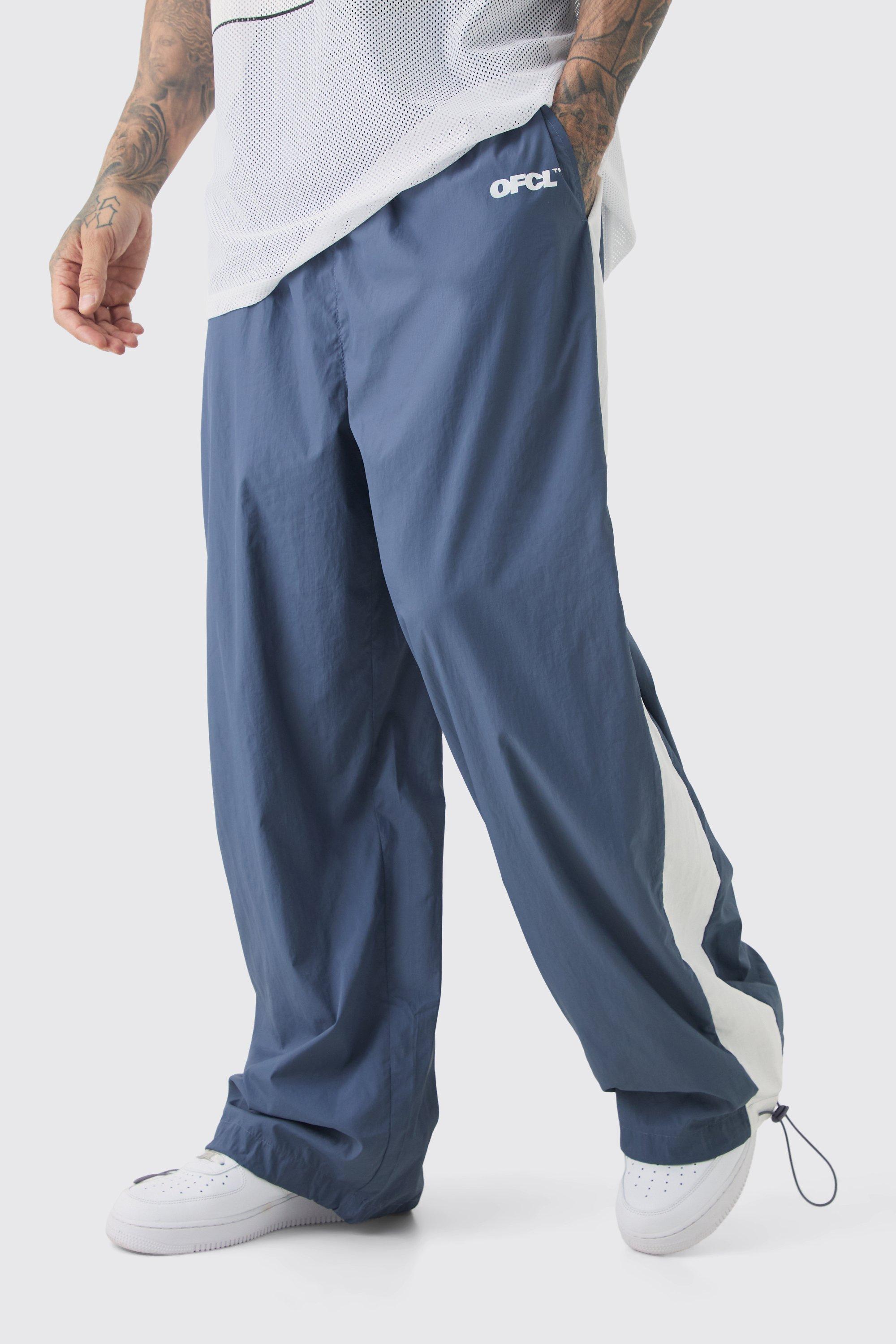 Mens Grey Tall Side Panel Track trousers in Charcoal, Grey