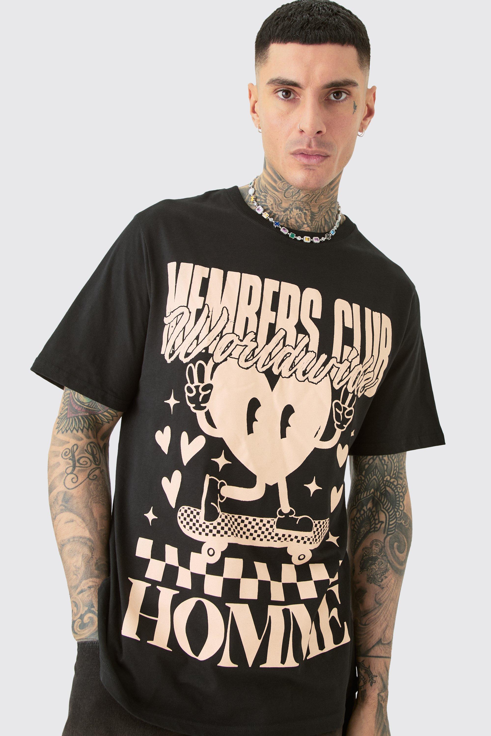 Mens Tall Members Club Worldwide T-shirt In Black, Black