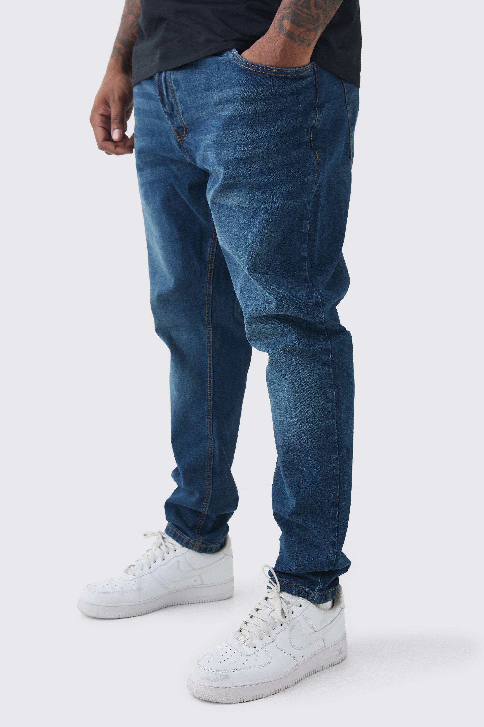 Mens Blue Plus Skinny Stretch Jeans, Blue