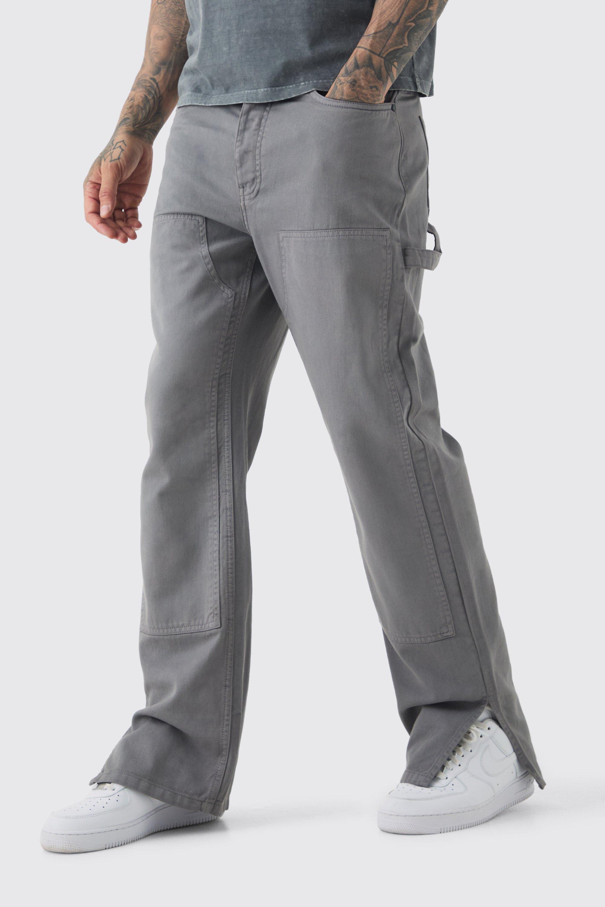 Pantaloni Tall rilassati sovratinti da Carpenter con spacco sul fondo grigio antracite, Grigio