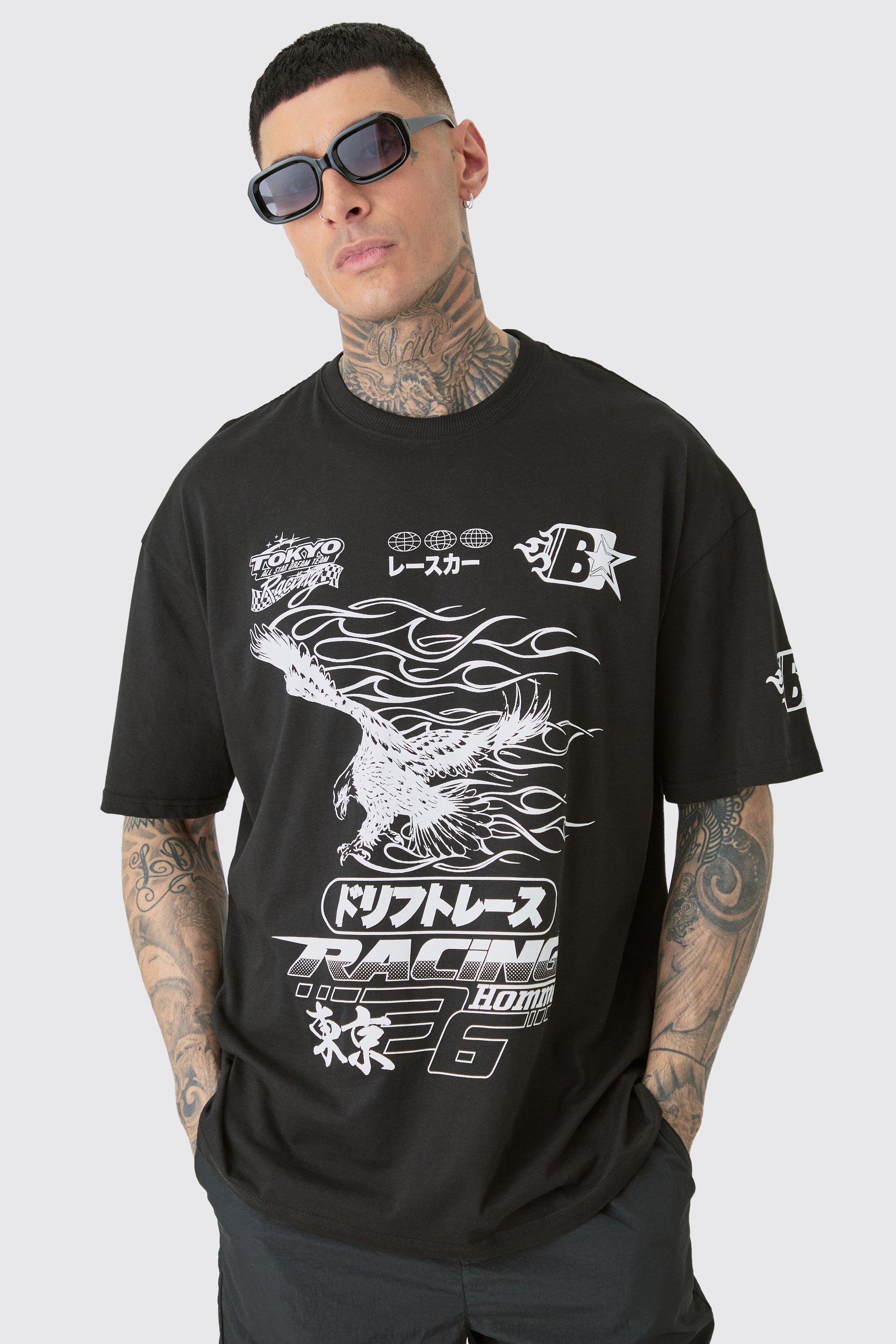 Image of Tall Mono Eagle Moto T-shirt, Nero