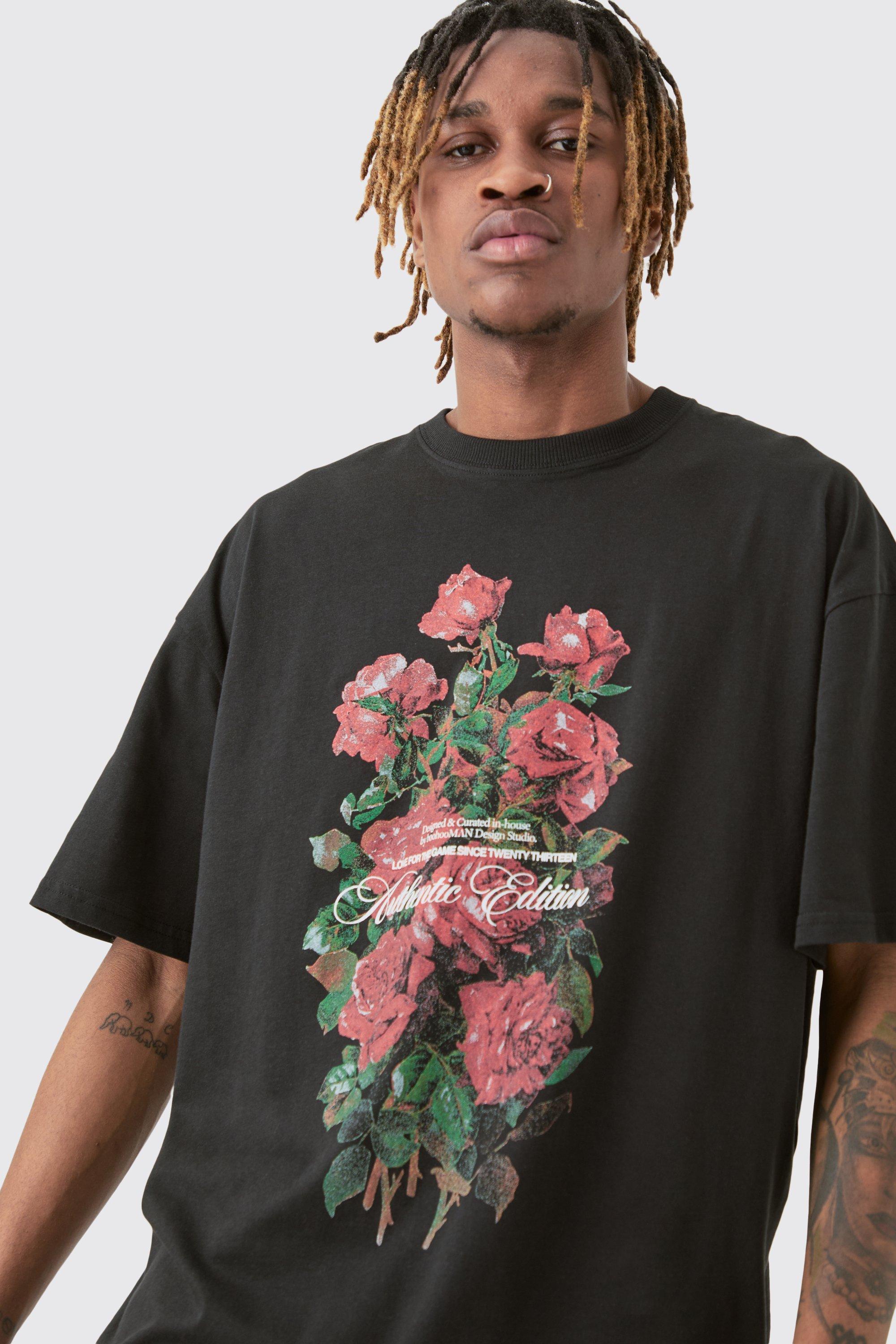 Image of Tall Floral Graphic T-shirt, Nero