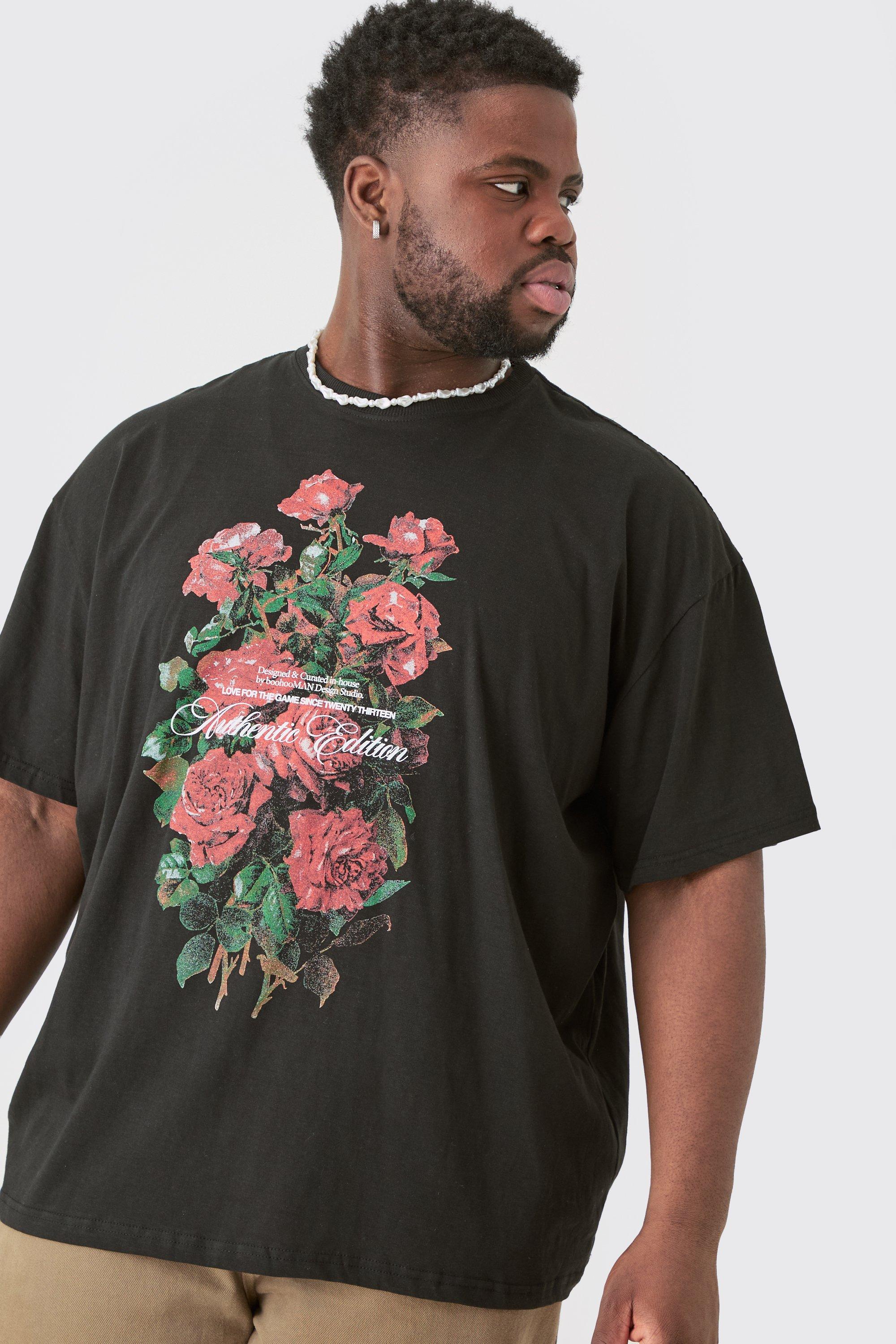 Image of Plus Floral Graphic T-shirt, Nero