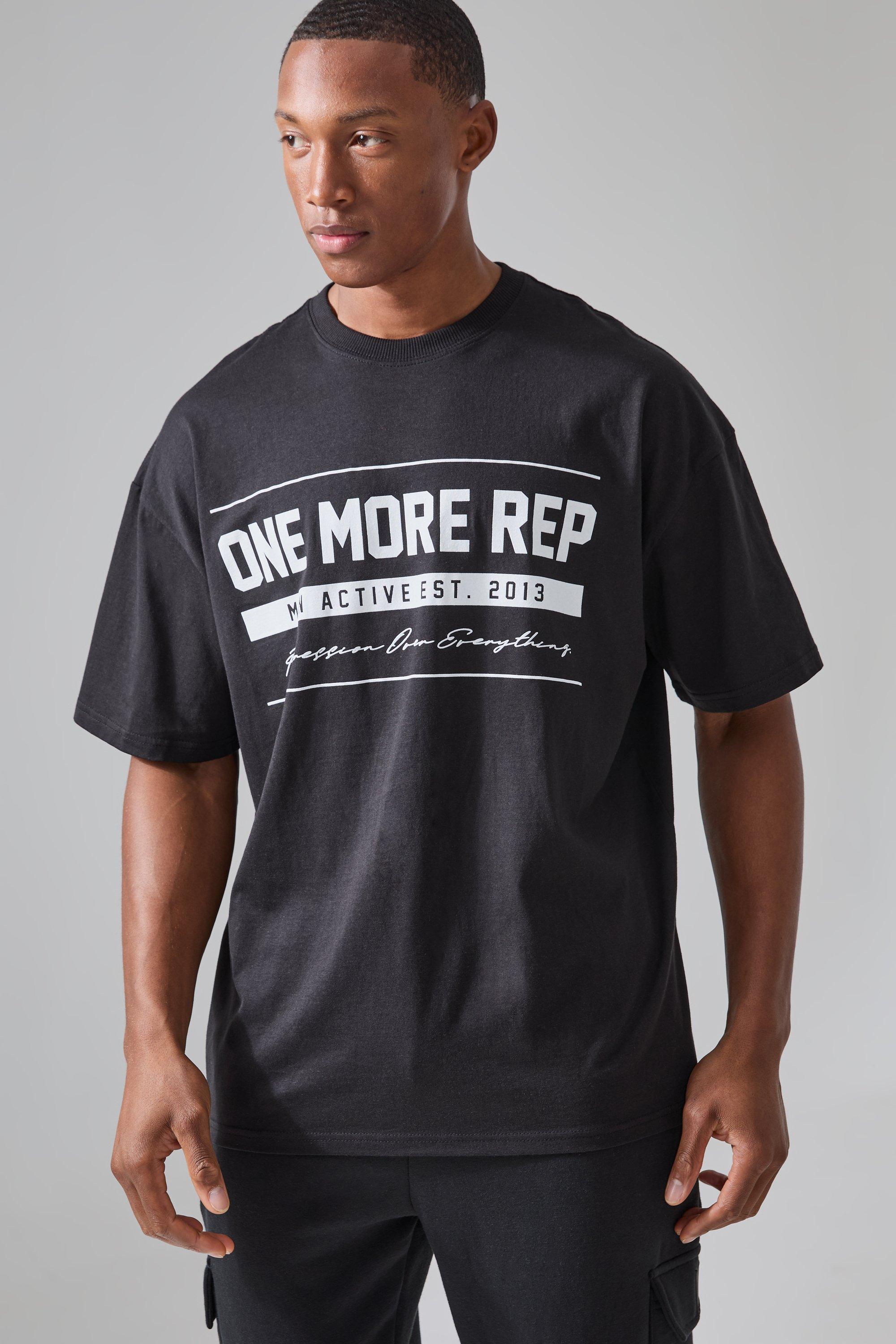 Image of Man Active One More Rep Oversized T-shirt, Nero