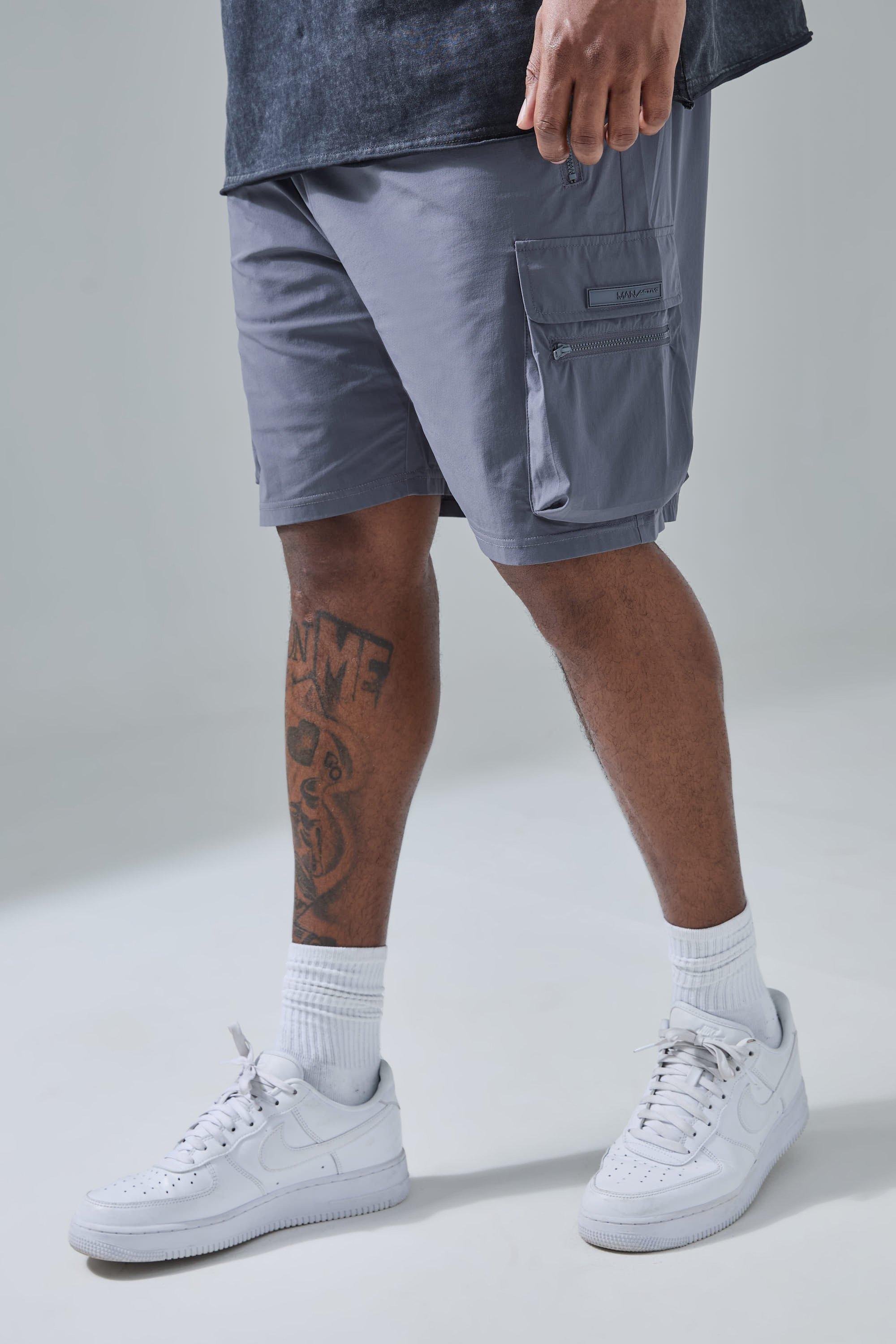 Pantaloncini Cargo Plus Size Man Active leggeri da 5 pollici, Grigio