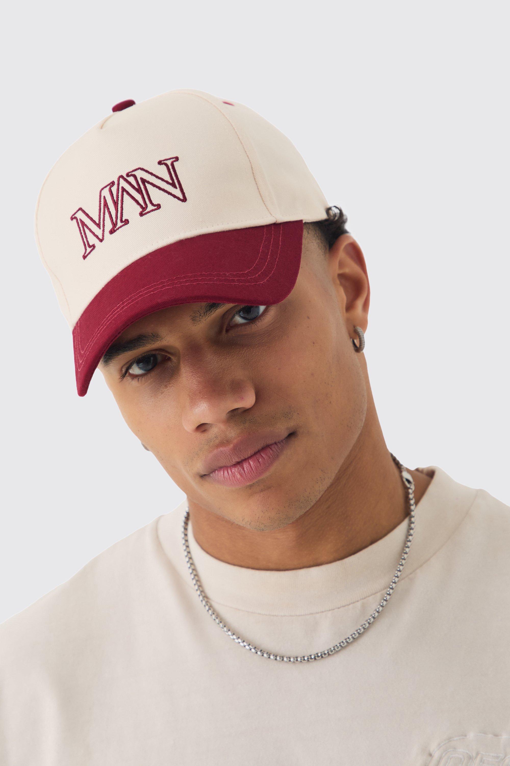 Mens Cream Man Roman Embroidered Cap In Ecru, Cream