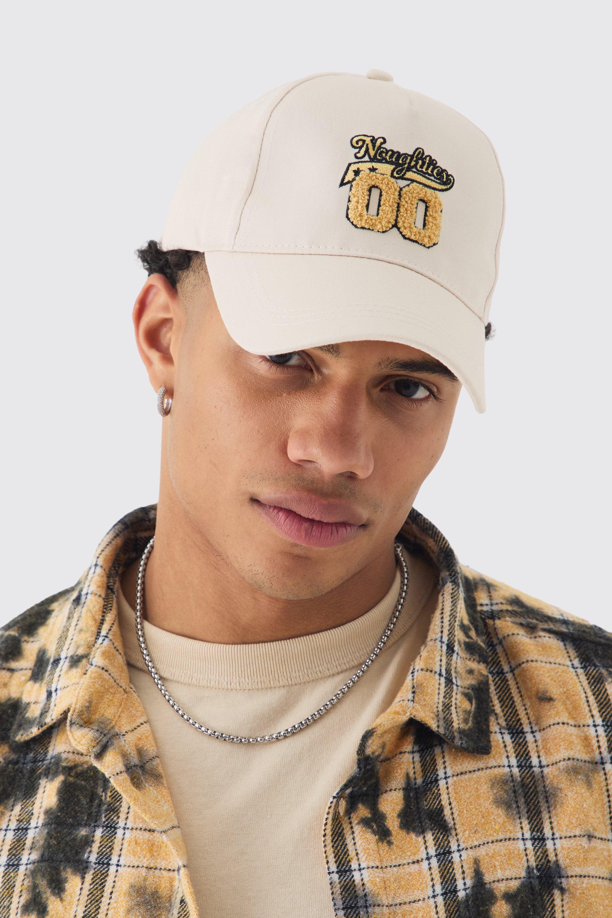 Mens Towelling Graphic Cap In Beige, Beige