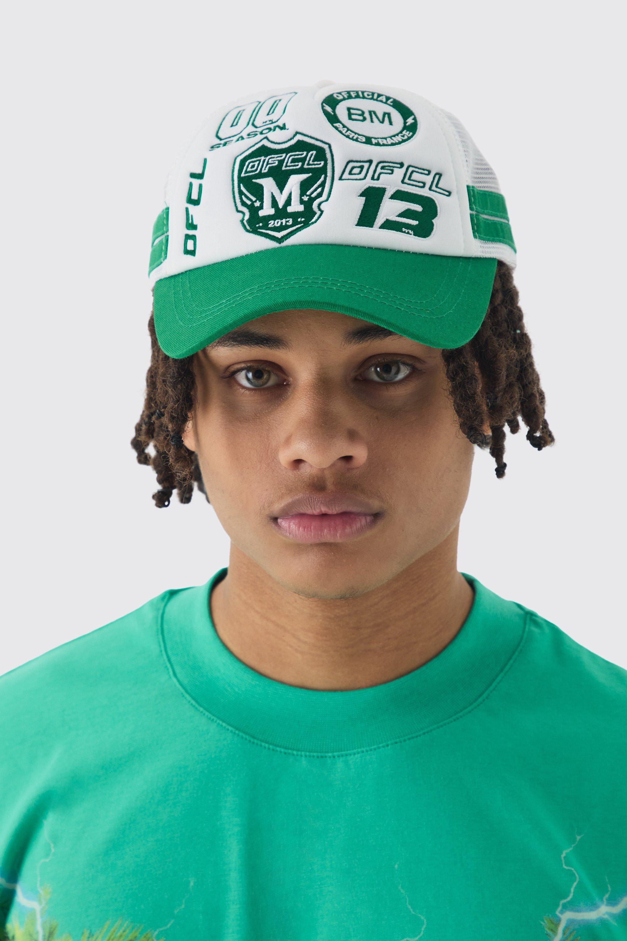 Mens Badge Foam Trucker Cap In Green, Green