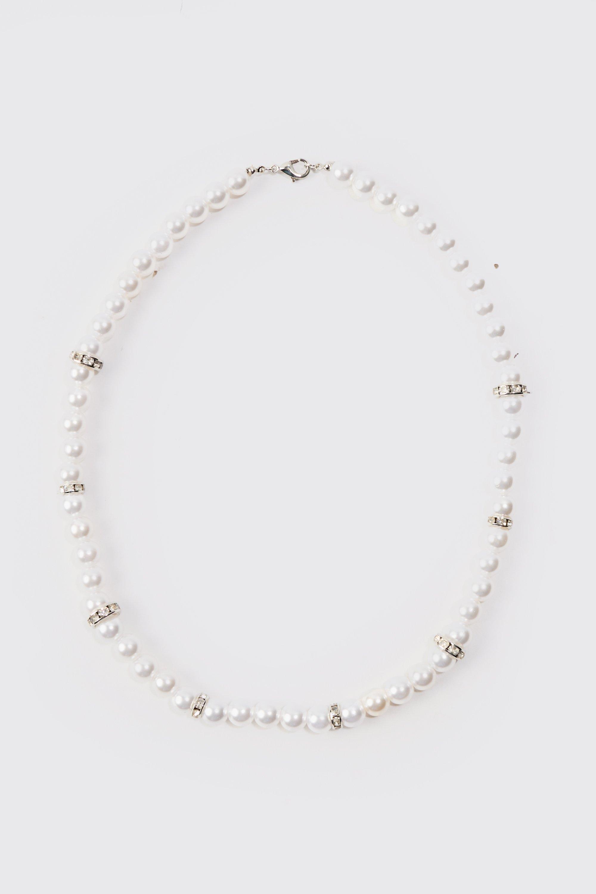 Collana di perle ghiacciate in argento, Grigio