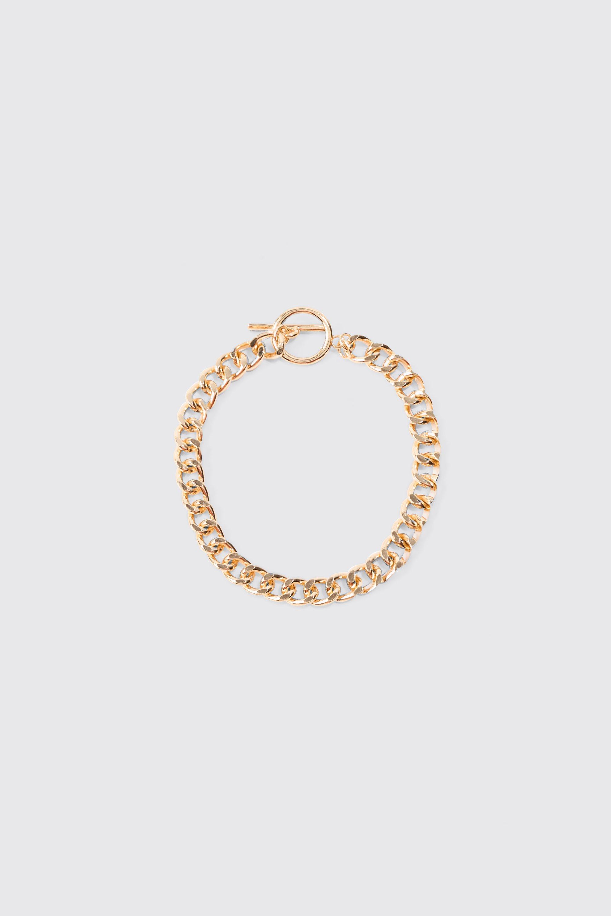 Mens Metallics Cuban Chunky Chain Bracelet In Gold, Metallics