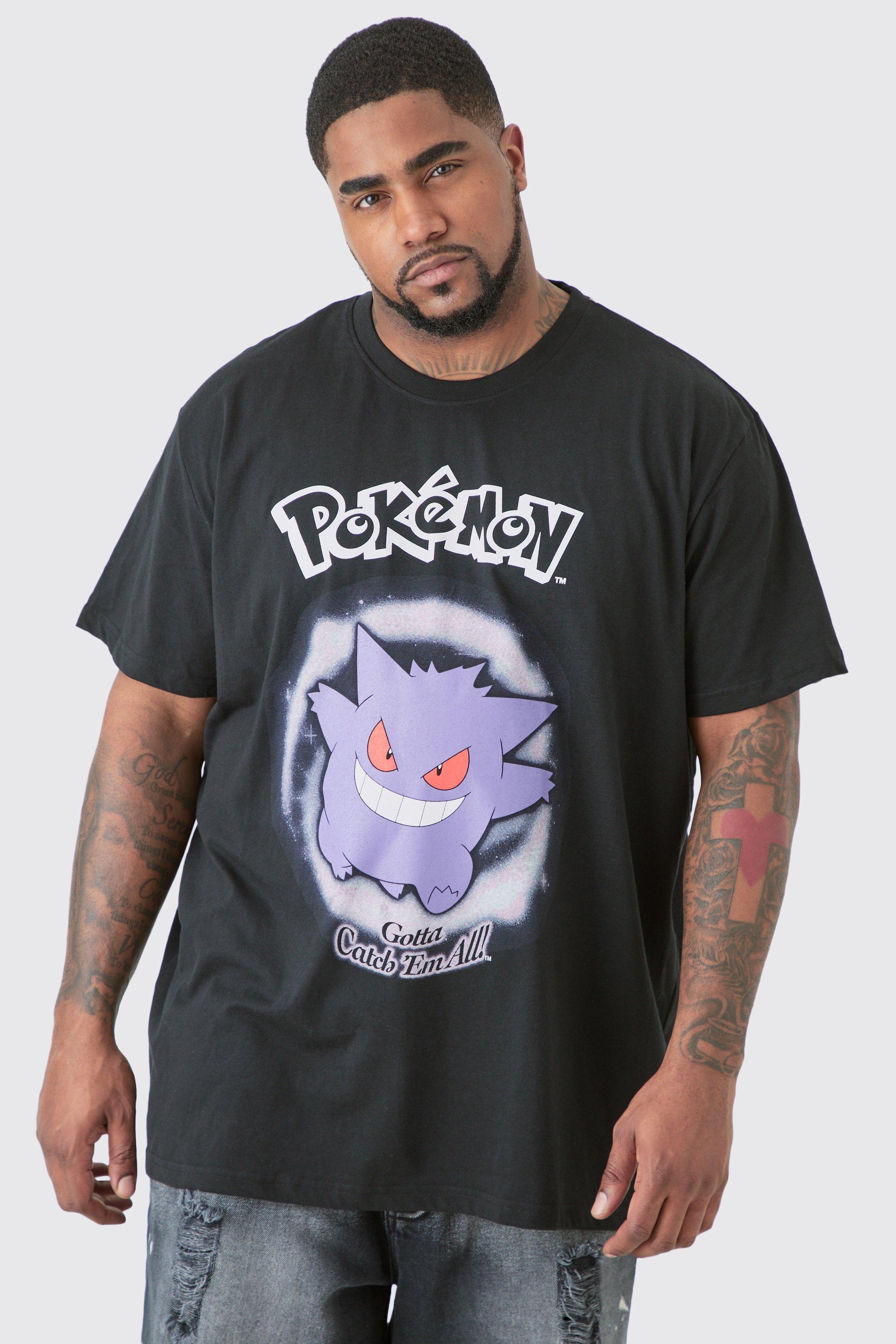 Image of Plus Pokemon Printed Licensed T-shirt In Black, Nero