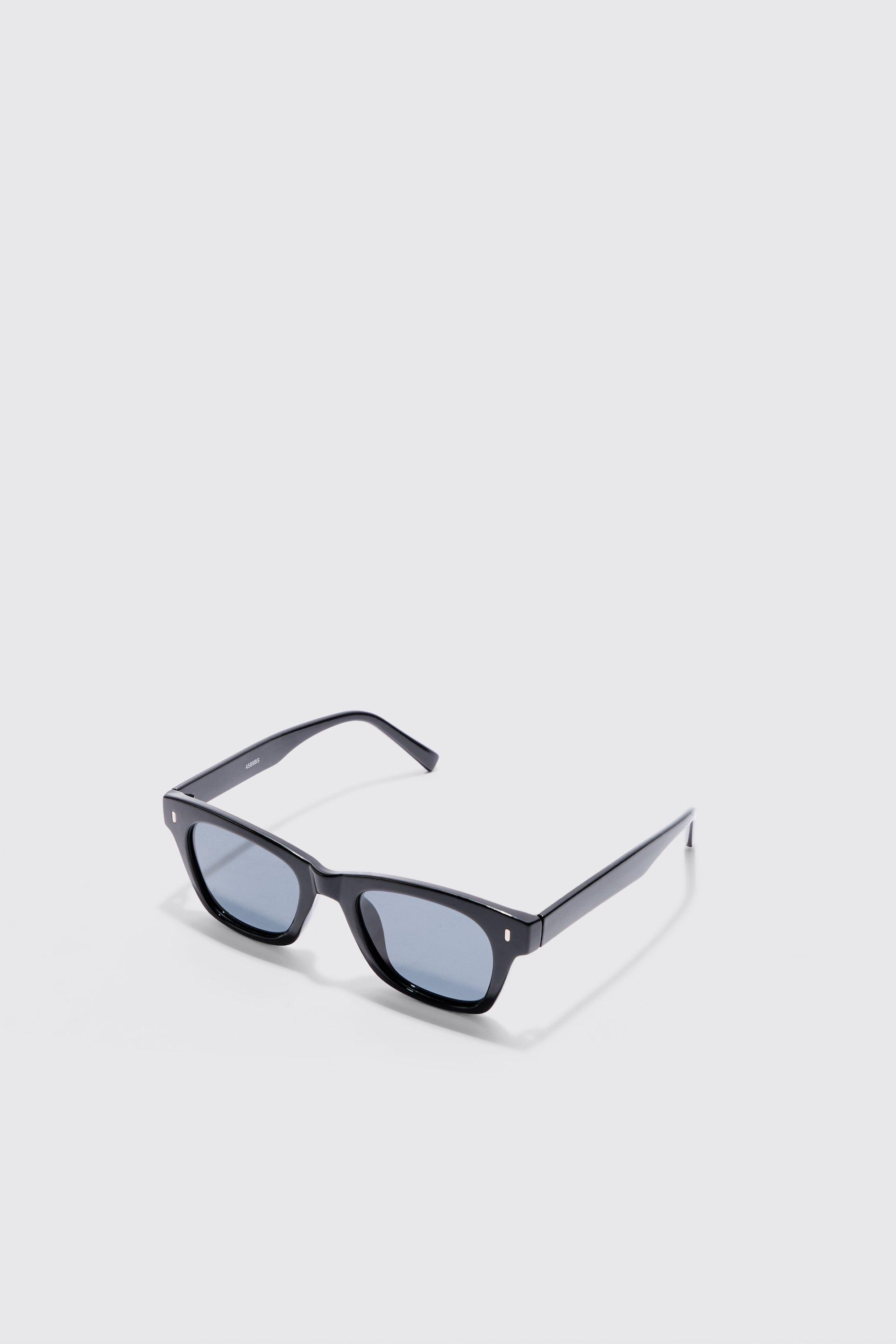 Mens Retro Frame Sunglasses In Black, Black