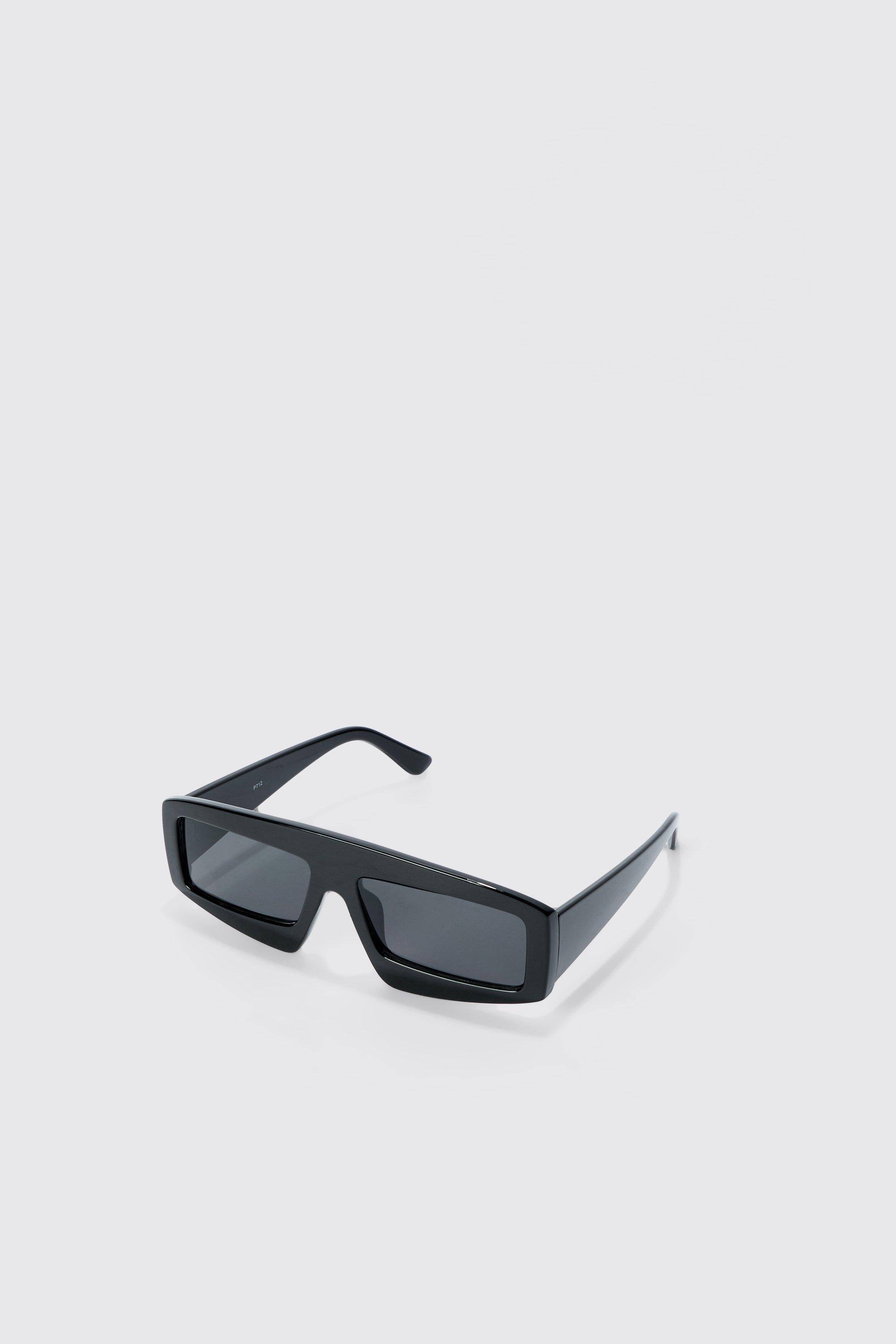 Mens Chunky Visor Sunglasses In Black, Black