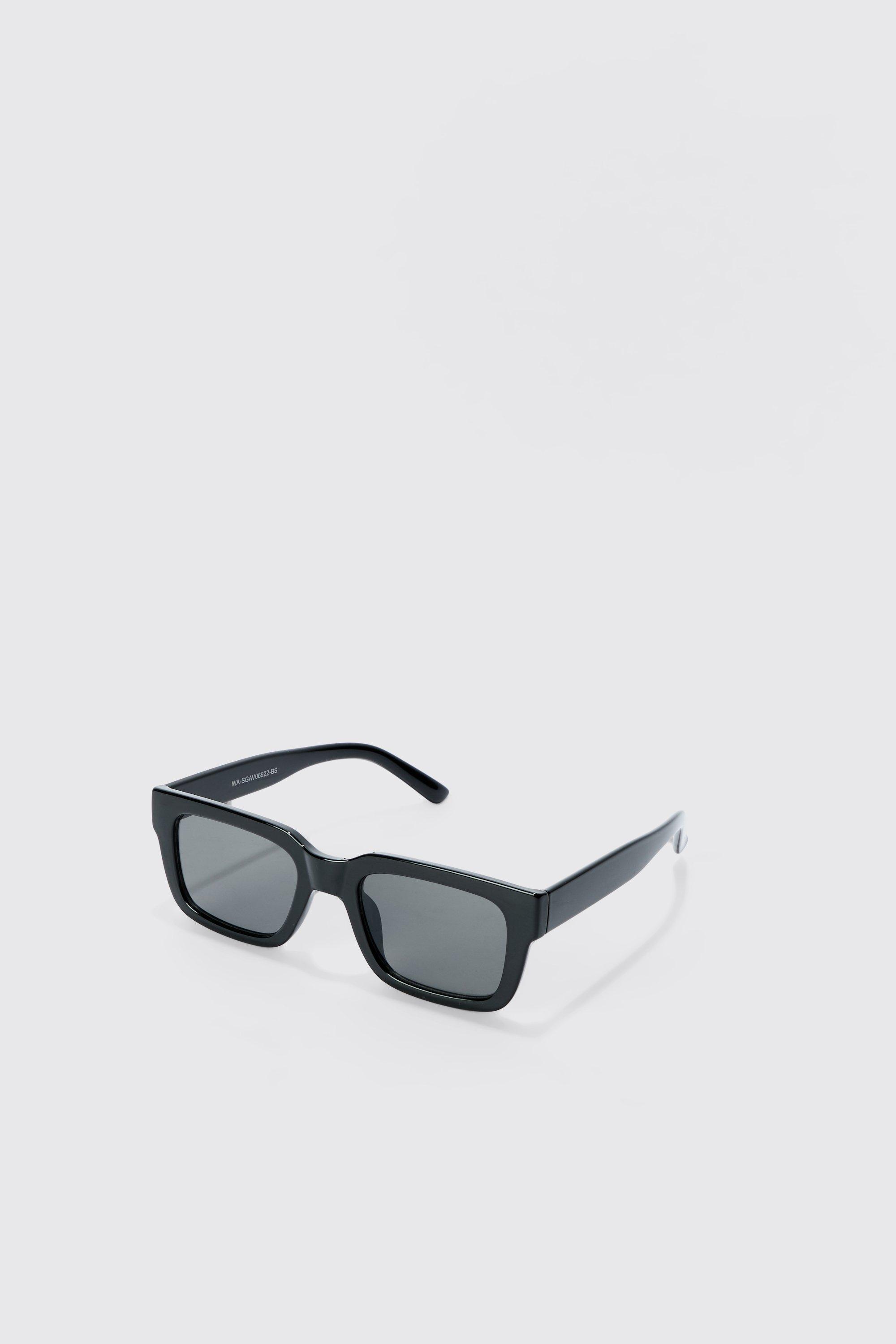 Mens Plain Plastic Sunglasses In Black, Black