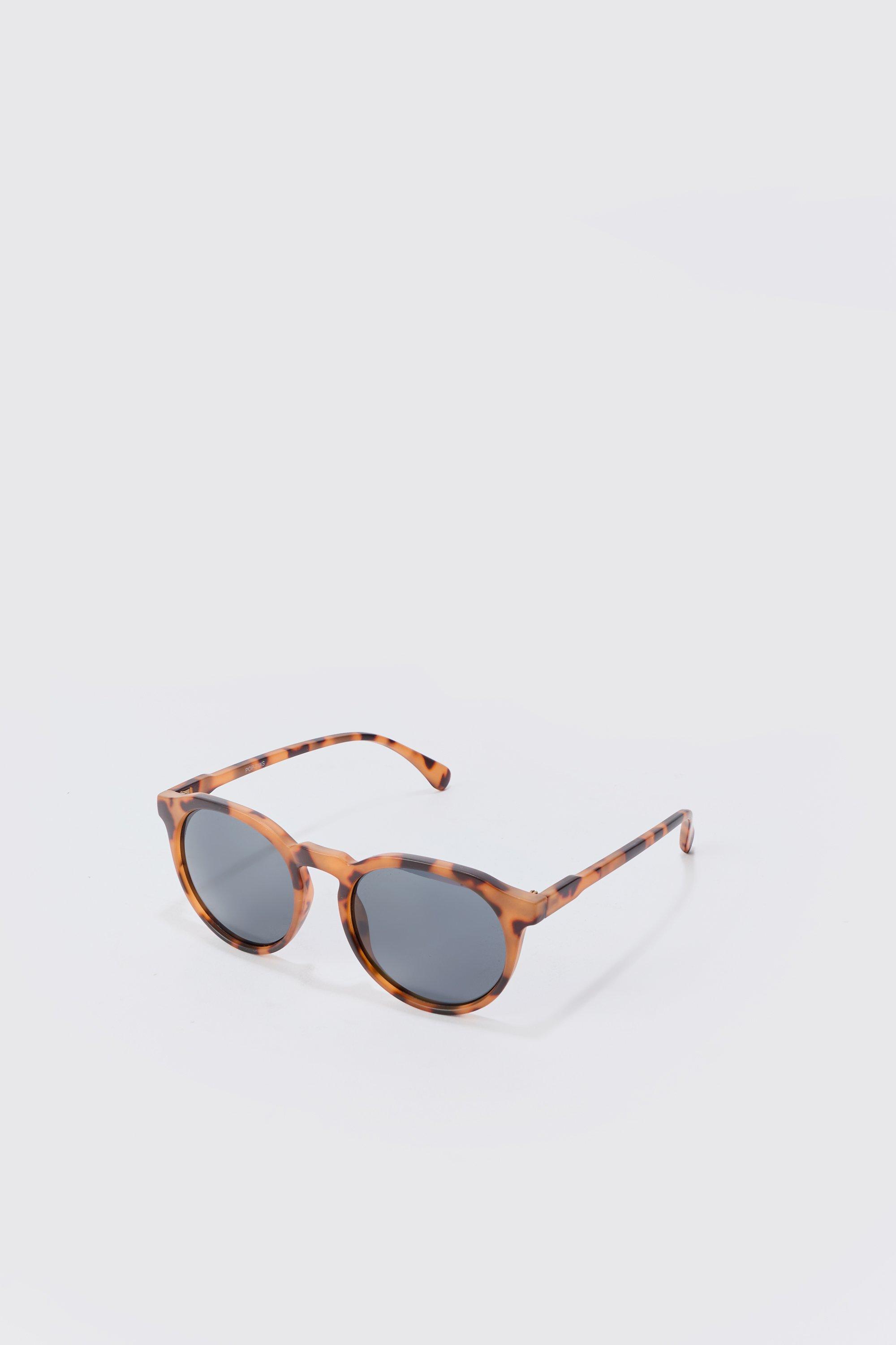 Mens Round Tortoise Shell Retro Sunglasses In Brown, Brown