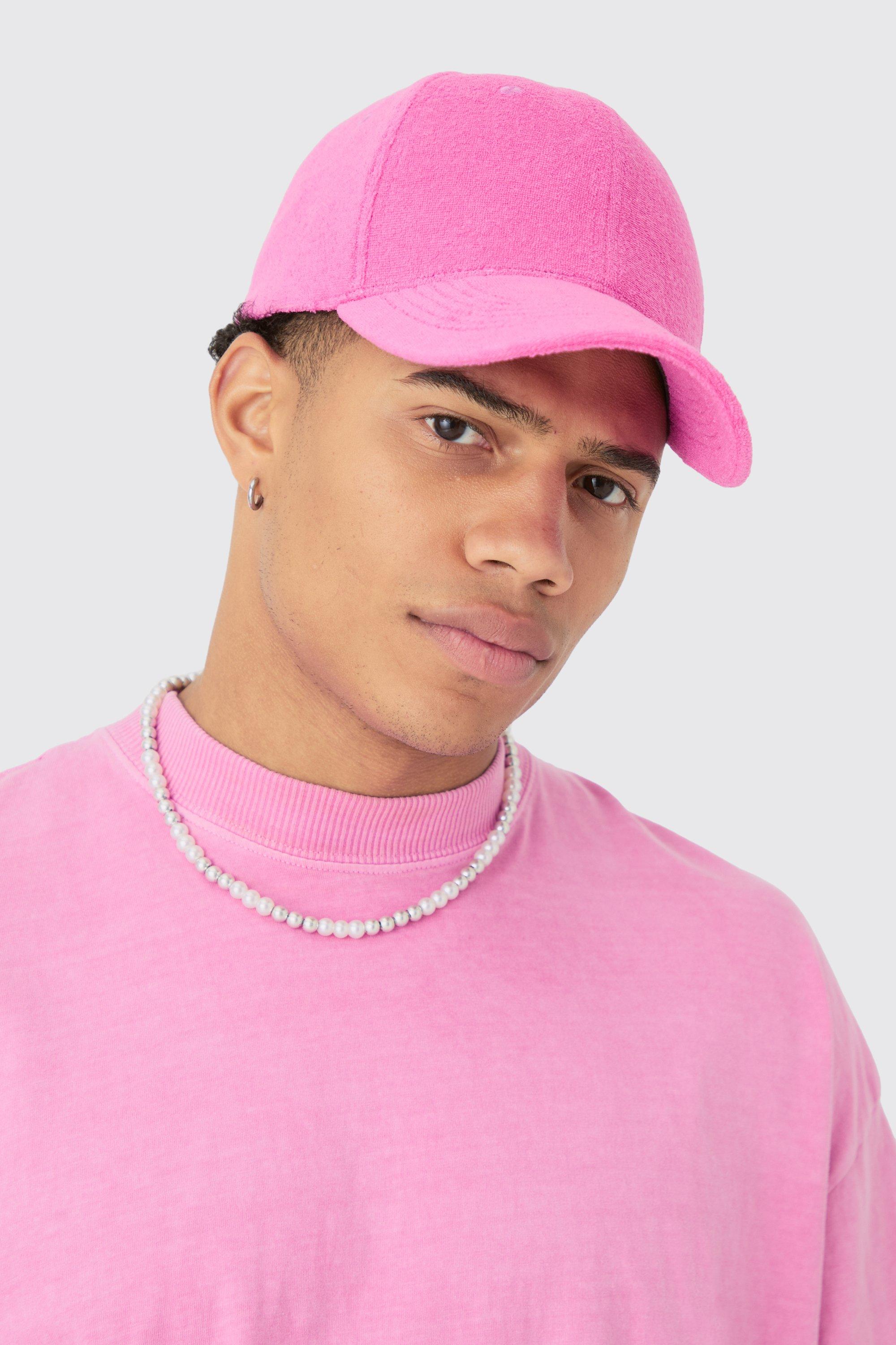 Mens Towelling Cap In Pink, Pink