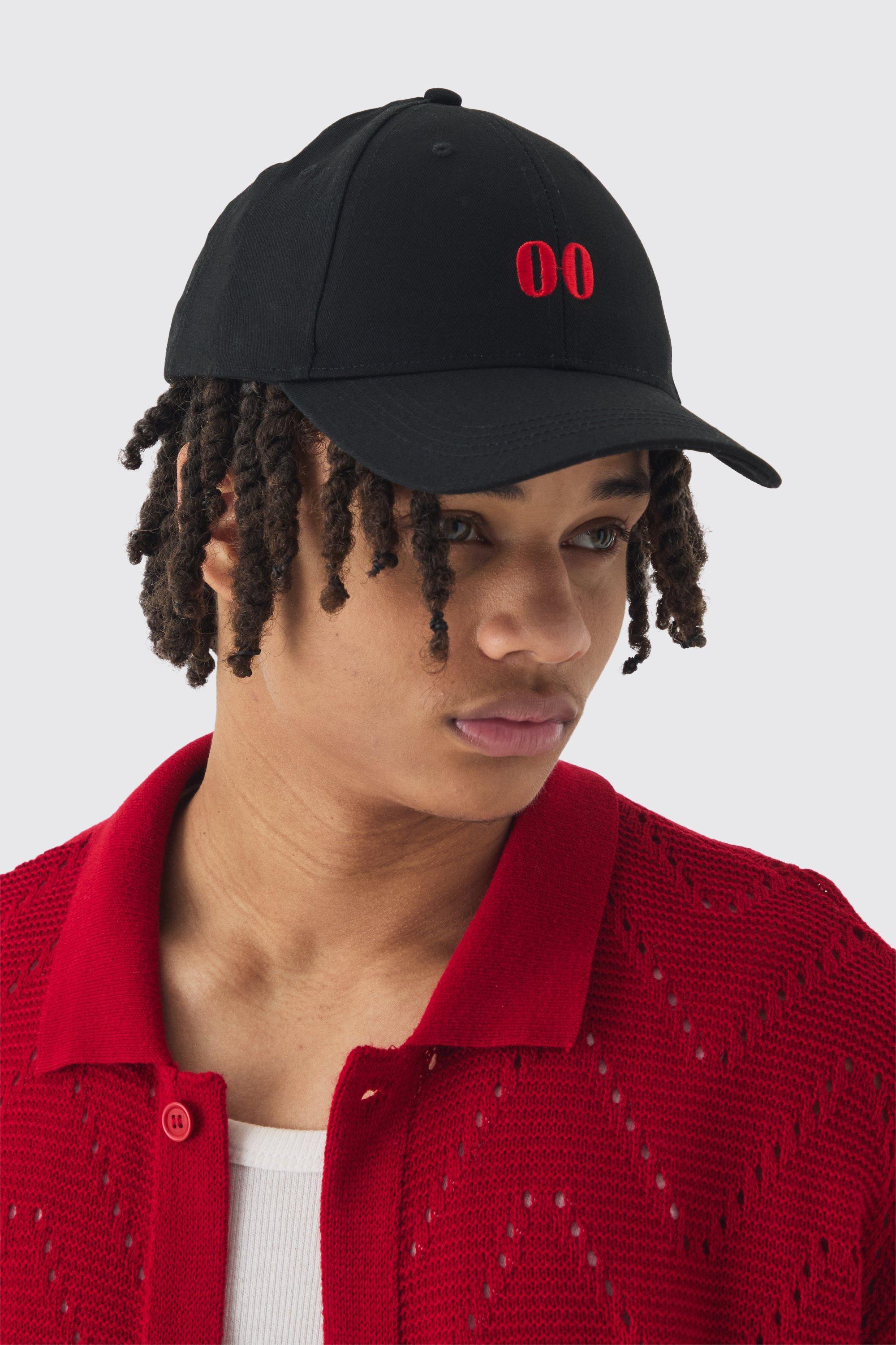 Mens Twill Embroidered Cap In Black, Black