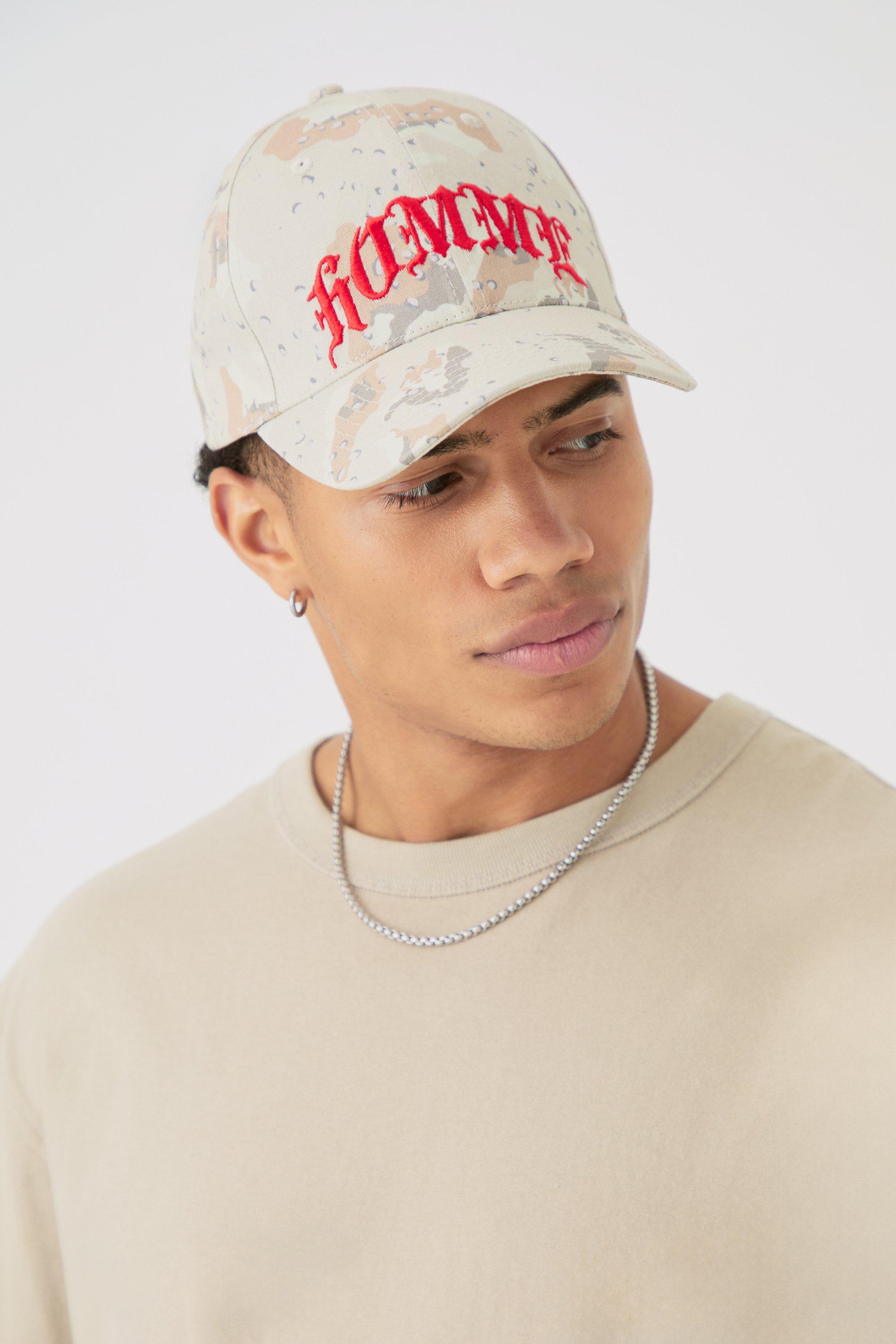 Mens Homme Camo Cap In Brown, Brown