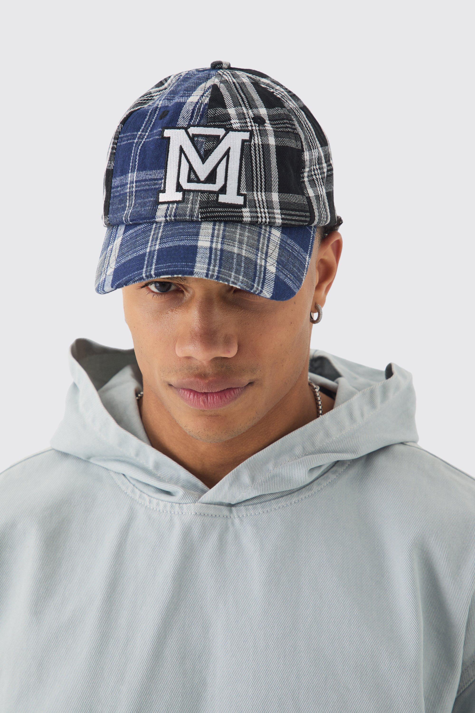 Mens Patchwork Applique Cap In Blue, Blue