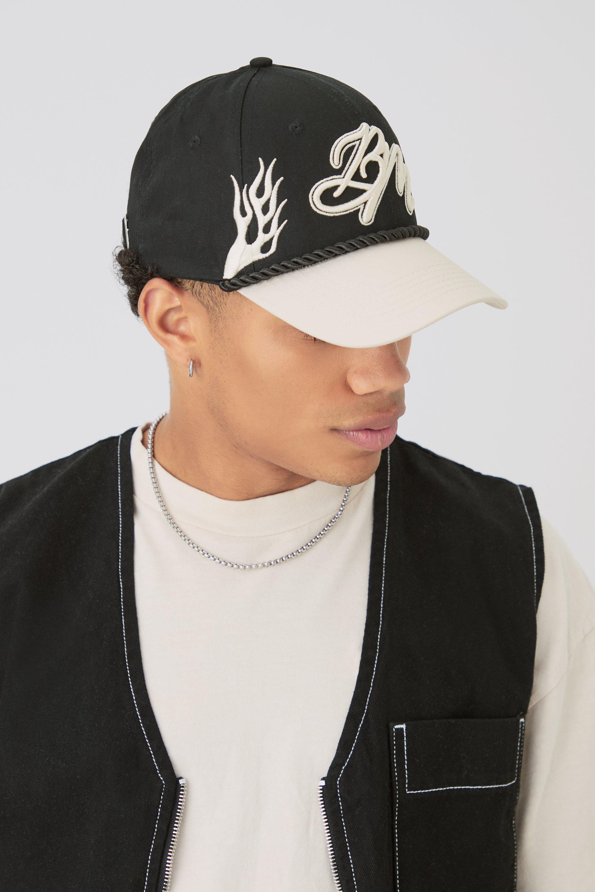 Mens BM Flames Cap In Black, Black