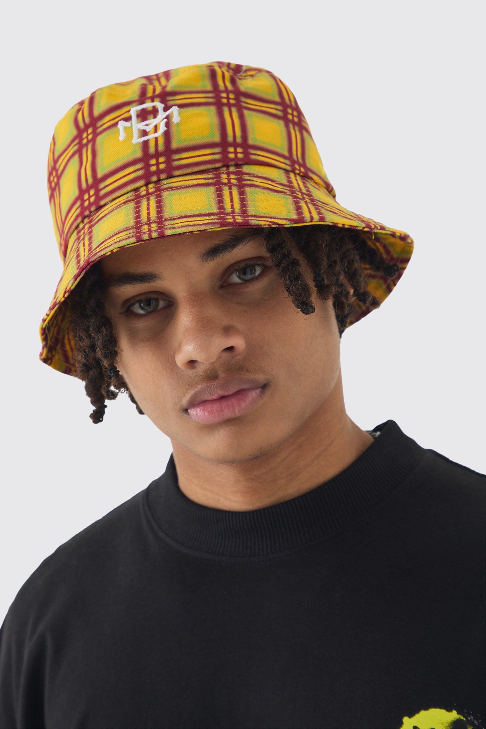 Bm Checked Bucket Hat In Yellow, Giallo