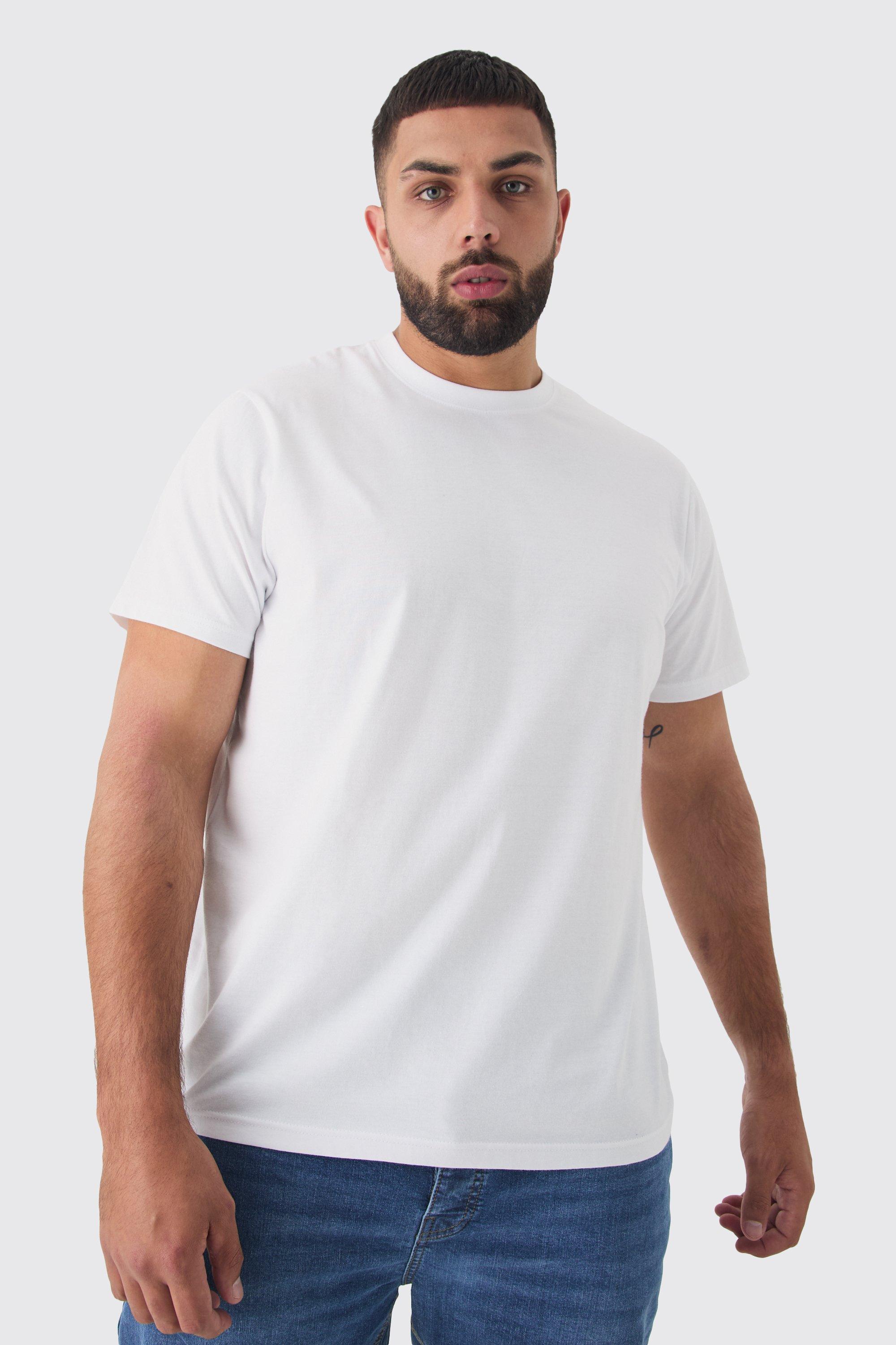 T-shirt Plus Size Slim Fit, Bianco