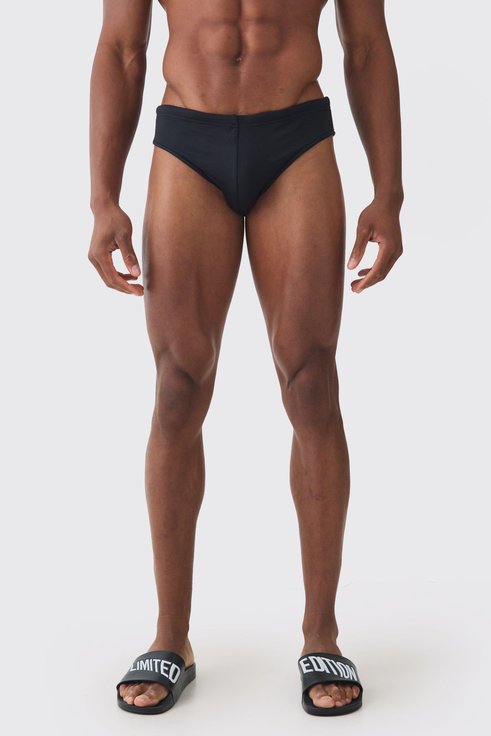 Mens Black Plain Swim Brief, Black