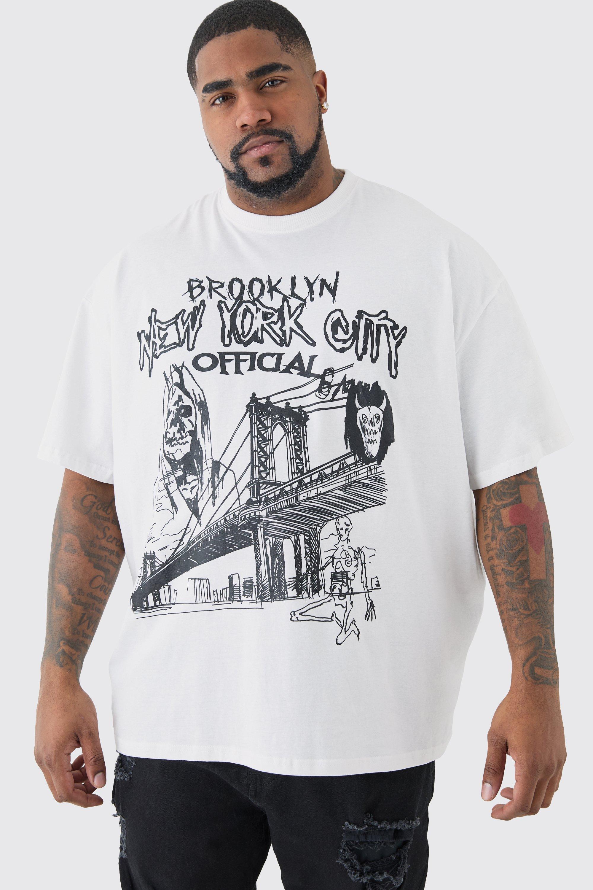 Image of Plus Oversized Official City Print T-shirt, Bianco