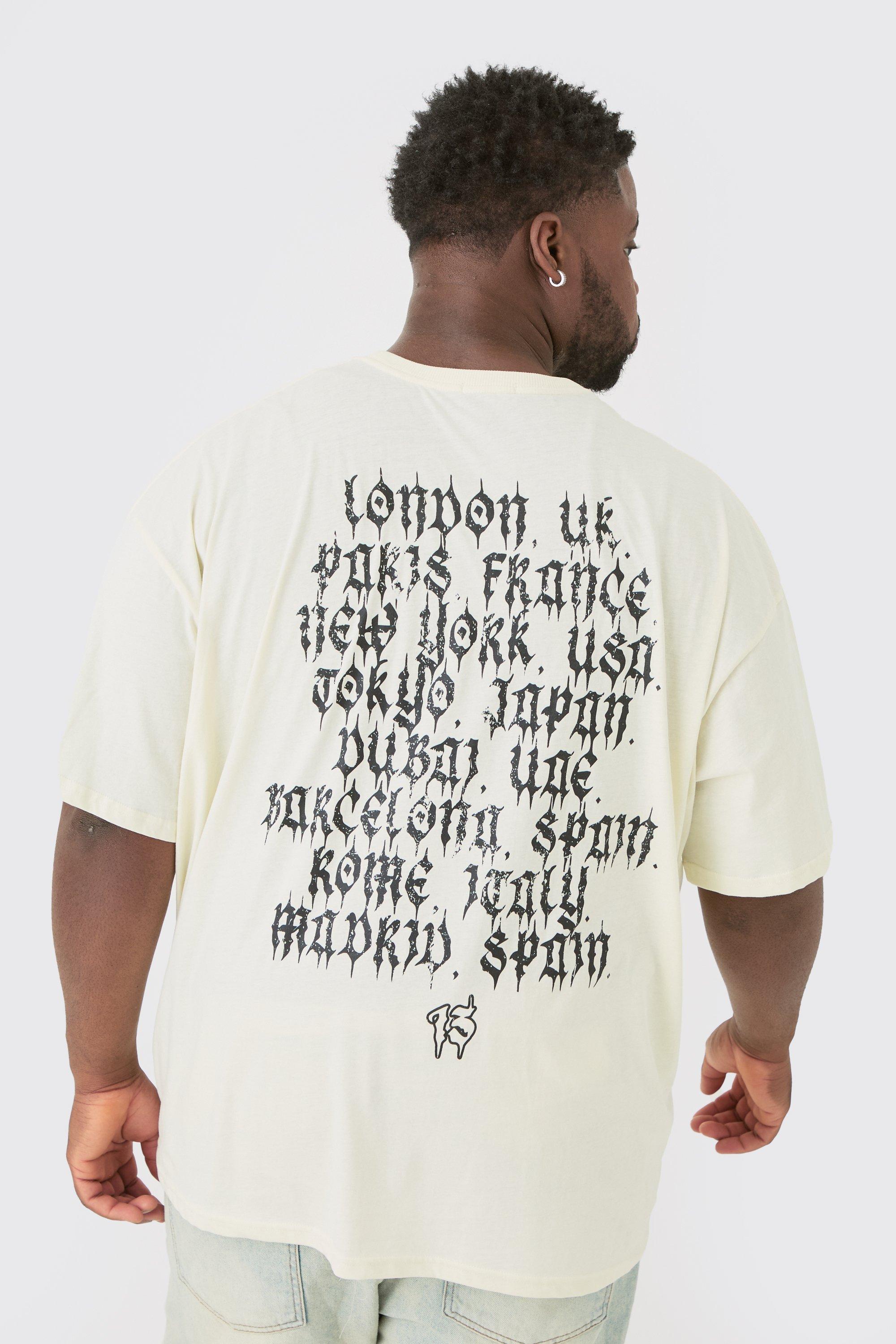 Image of Plus Oversized Homme Cross Front & Back Print T-shirt, Cream