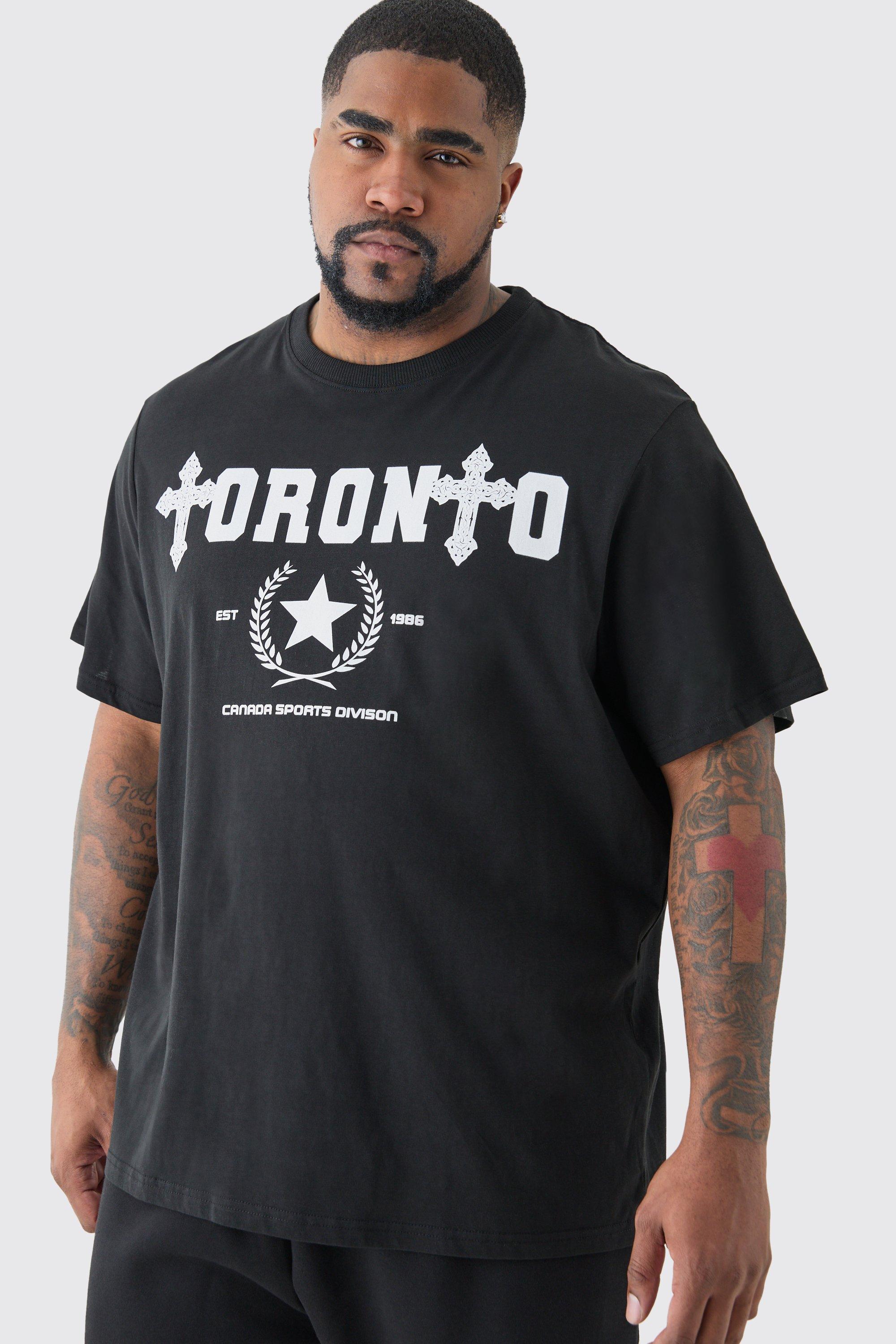 Mens Black Plus Paris Toronto Print T-shirt, Black