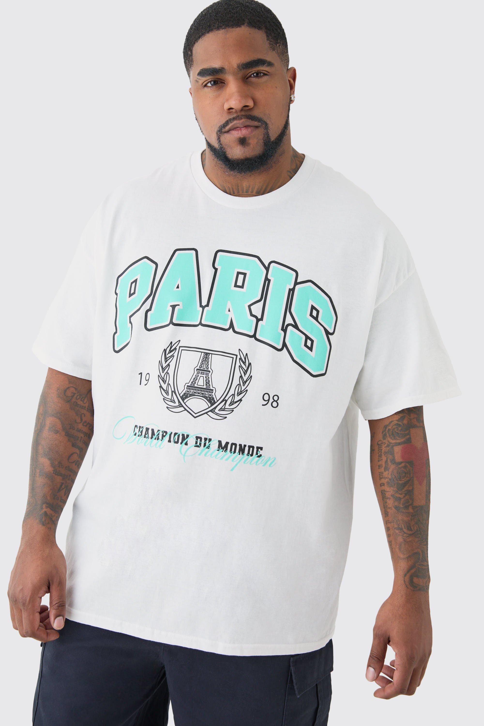 T-shirt Plus Size con stampa Paris, Bianco