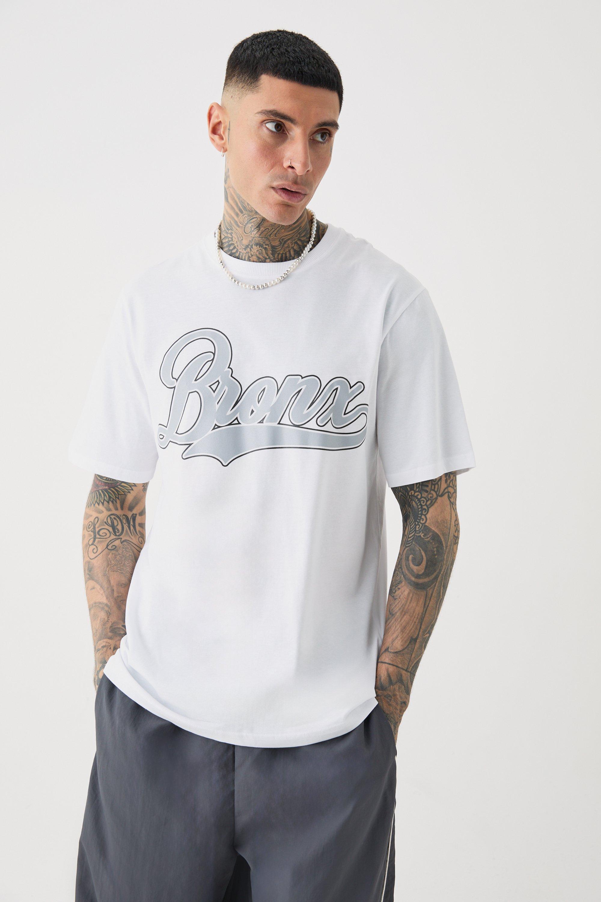 Mens White Tall Bronx Varsity Print T-shirt, White