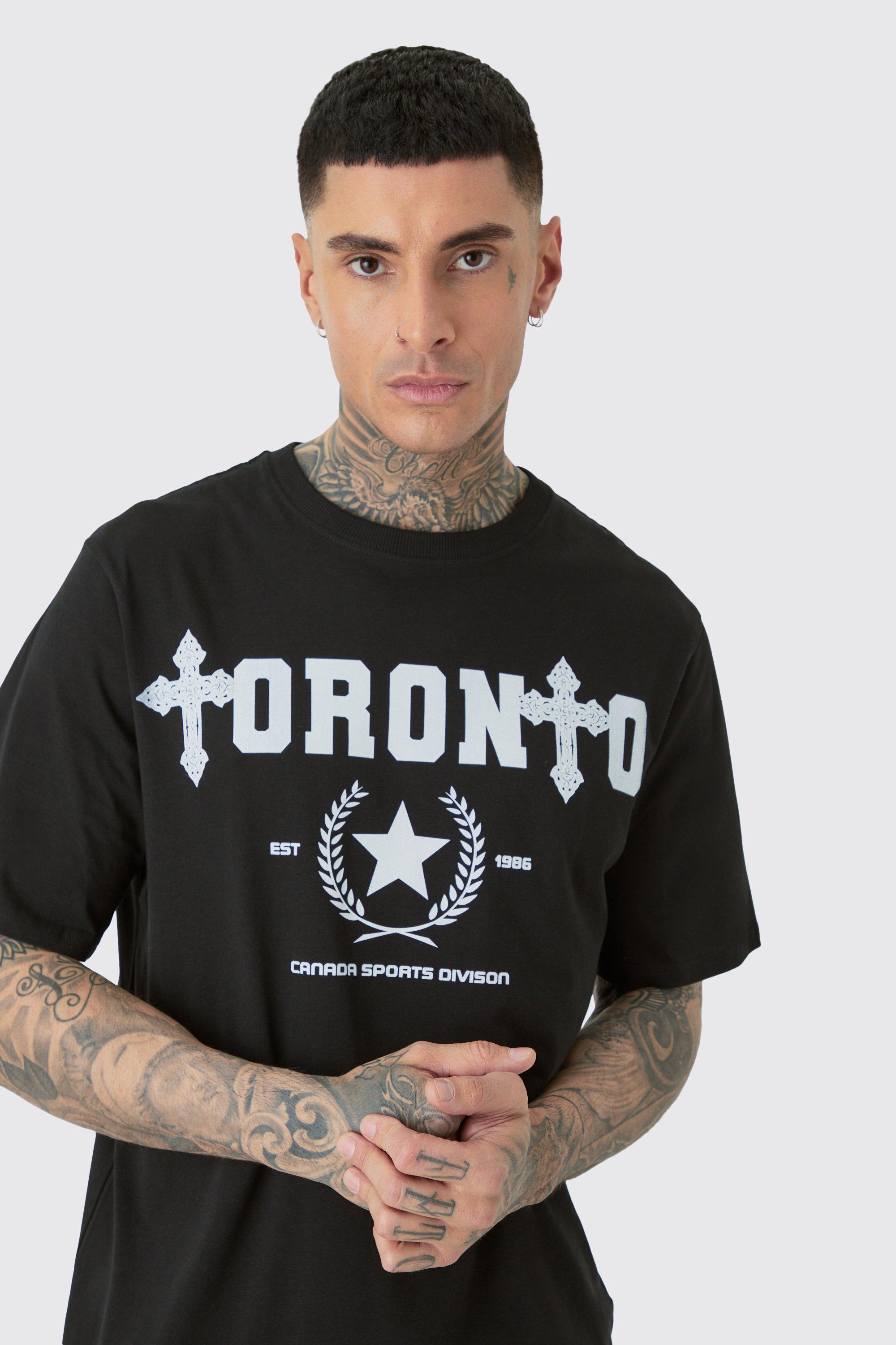 Mens Black Tall Toronto Print T-shirt, Black