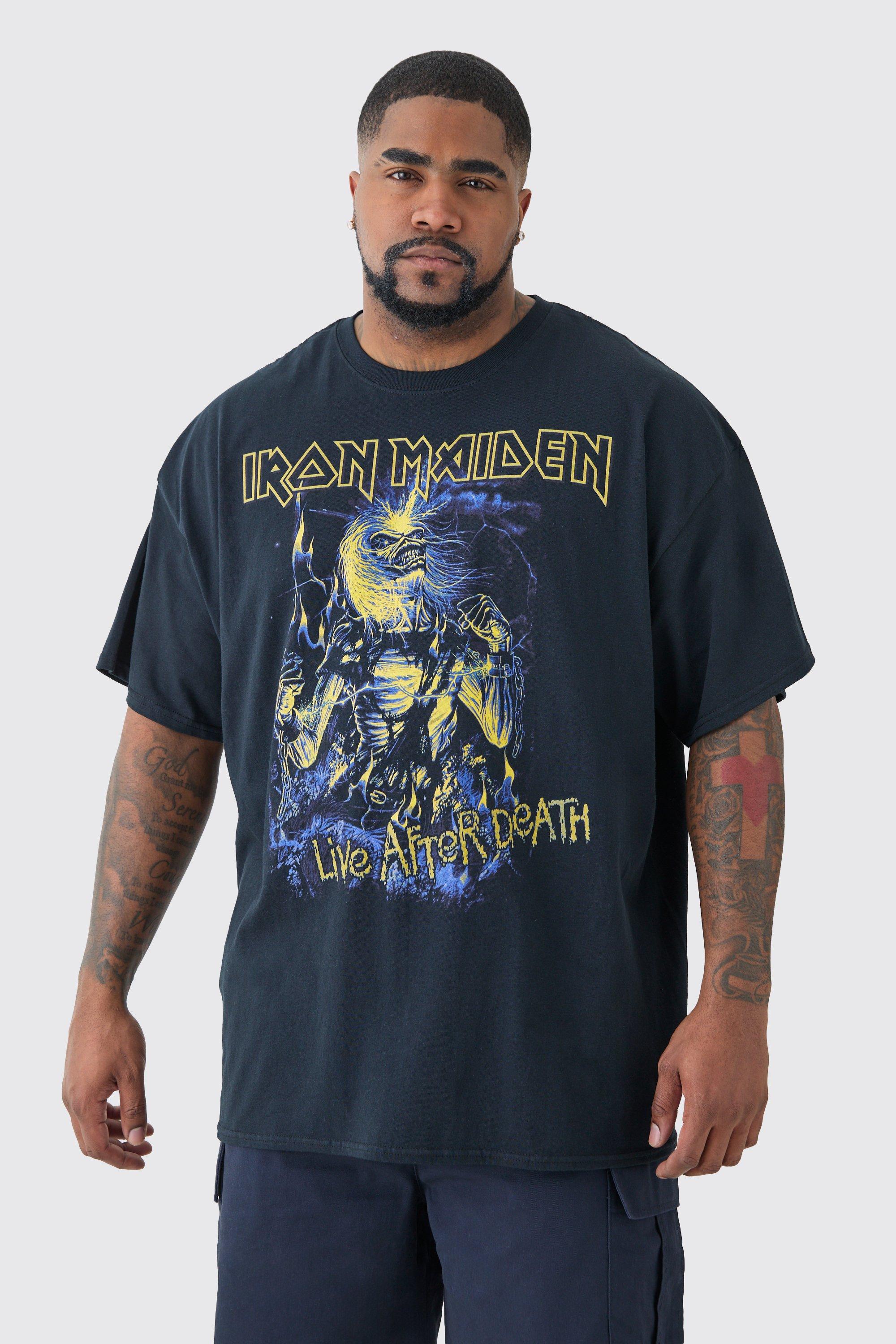 Image of Plus Oversized Iron Maiden T-shirt In Black, Nero