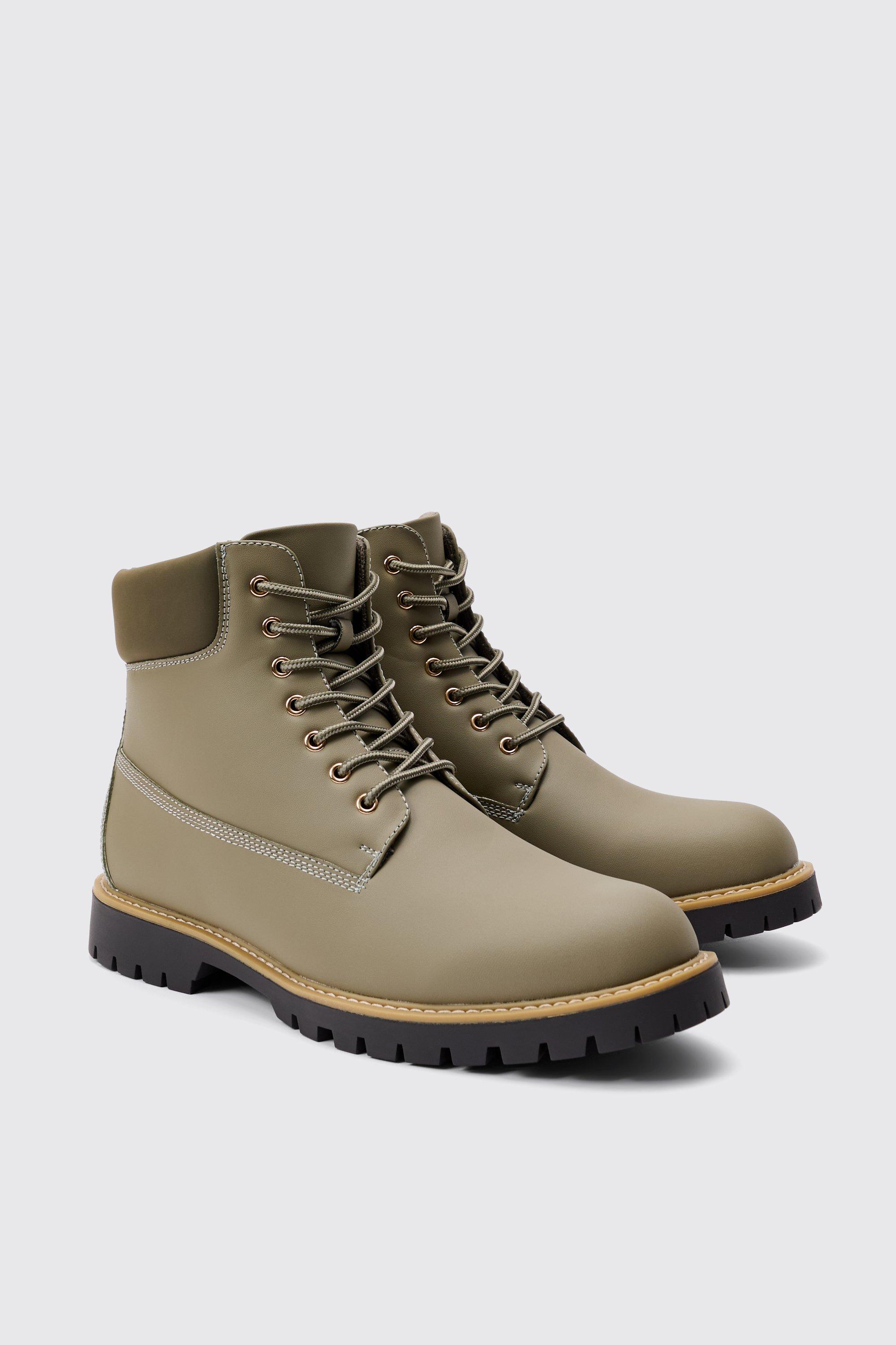 Mens Green Worker Boots, Green