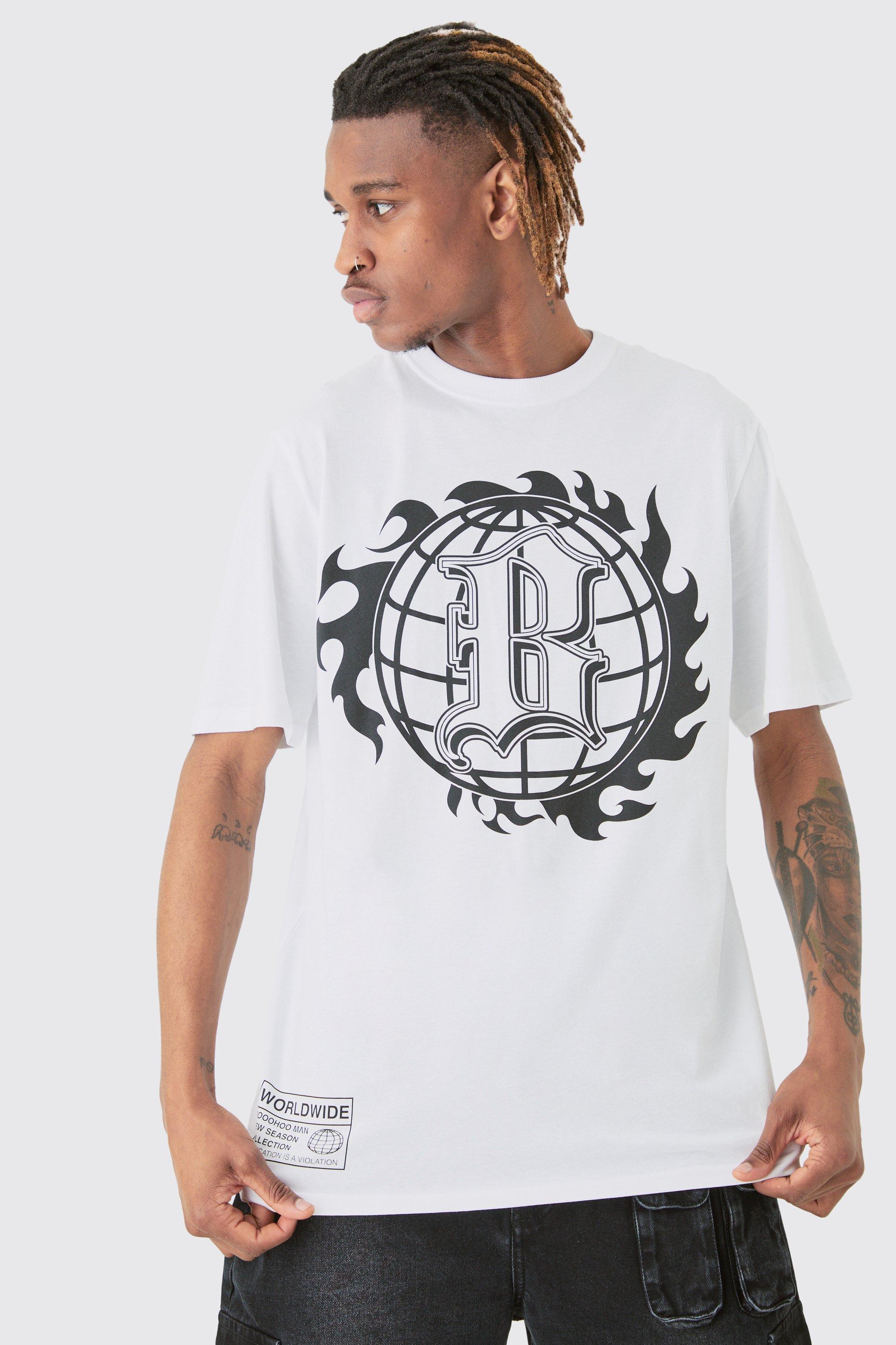 Mens Tall B graphic T-shirt In White, White