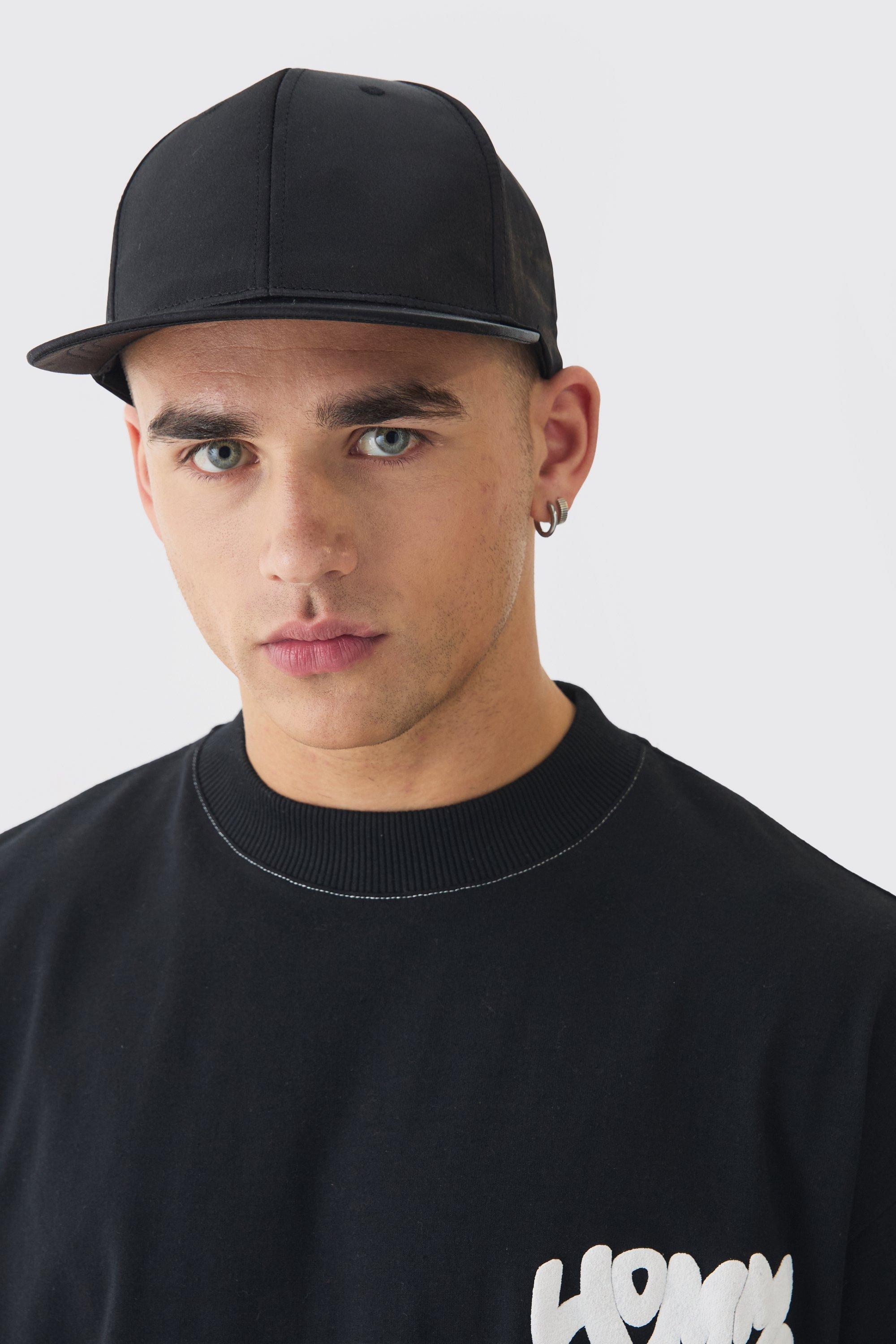 Mens Satin Snapback In Black, Black