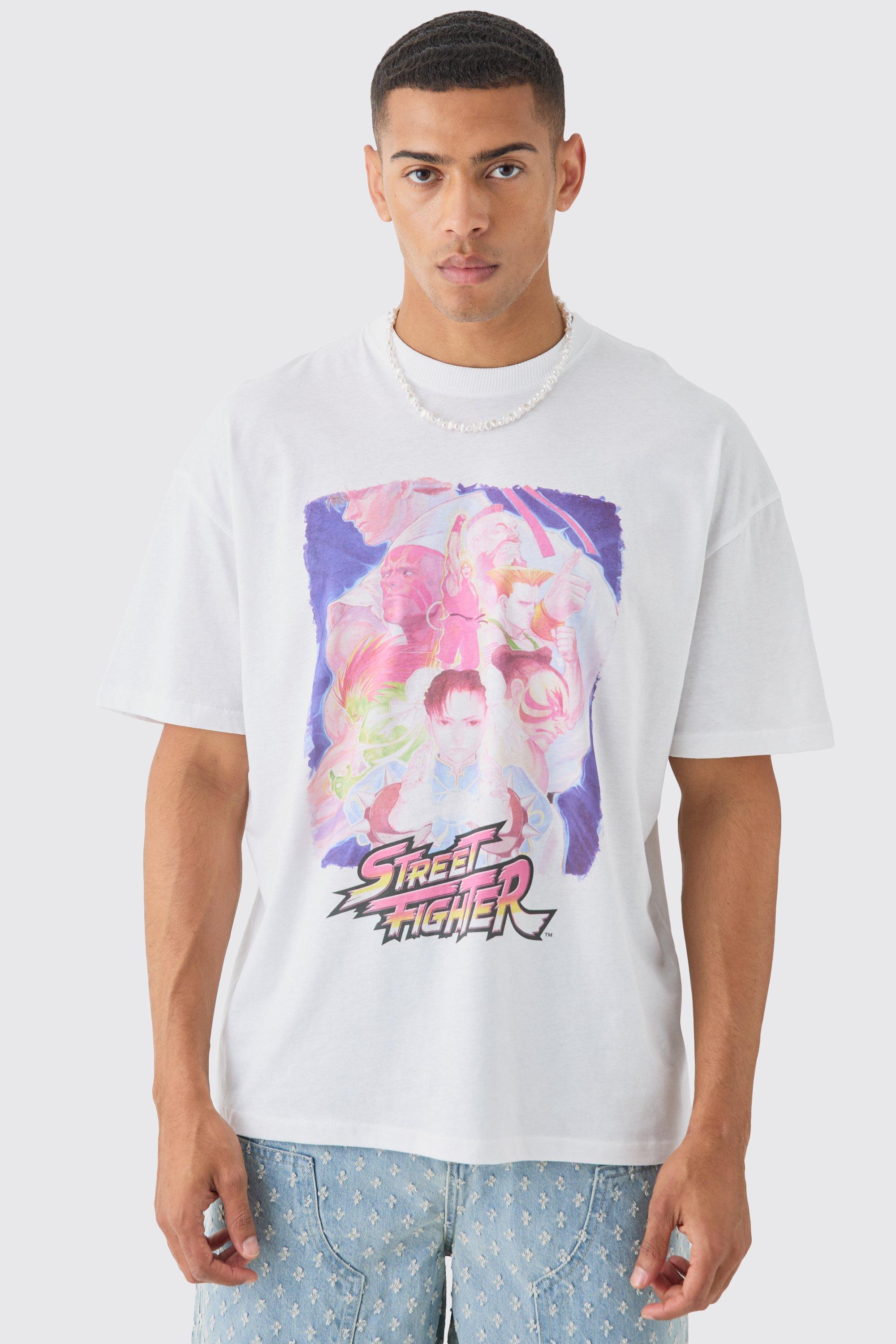 Image of Oversized Street Fighter License T-shirt, Bianco