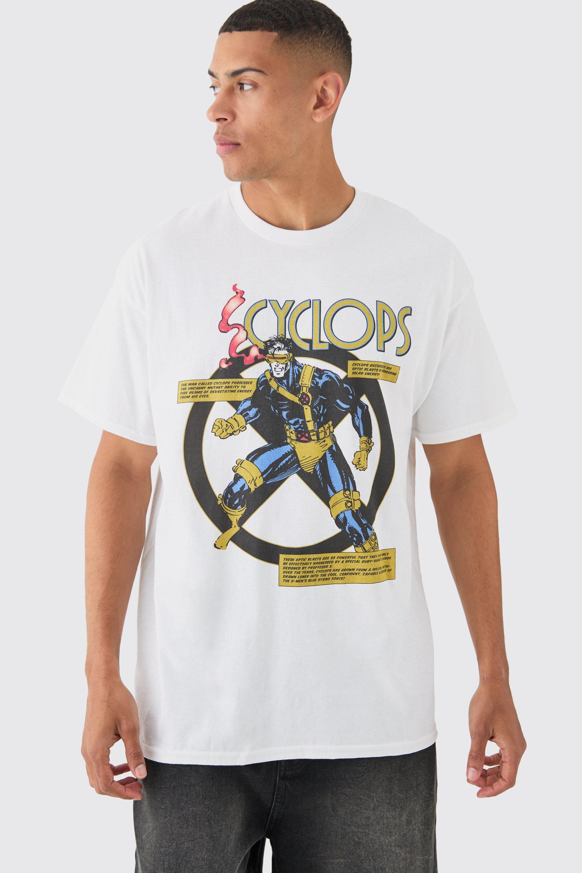 Image of Oversized Marvel Cyclops X Men License T-shirt, Bianco